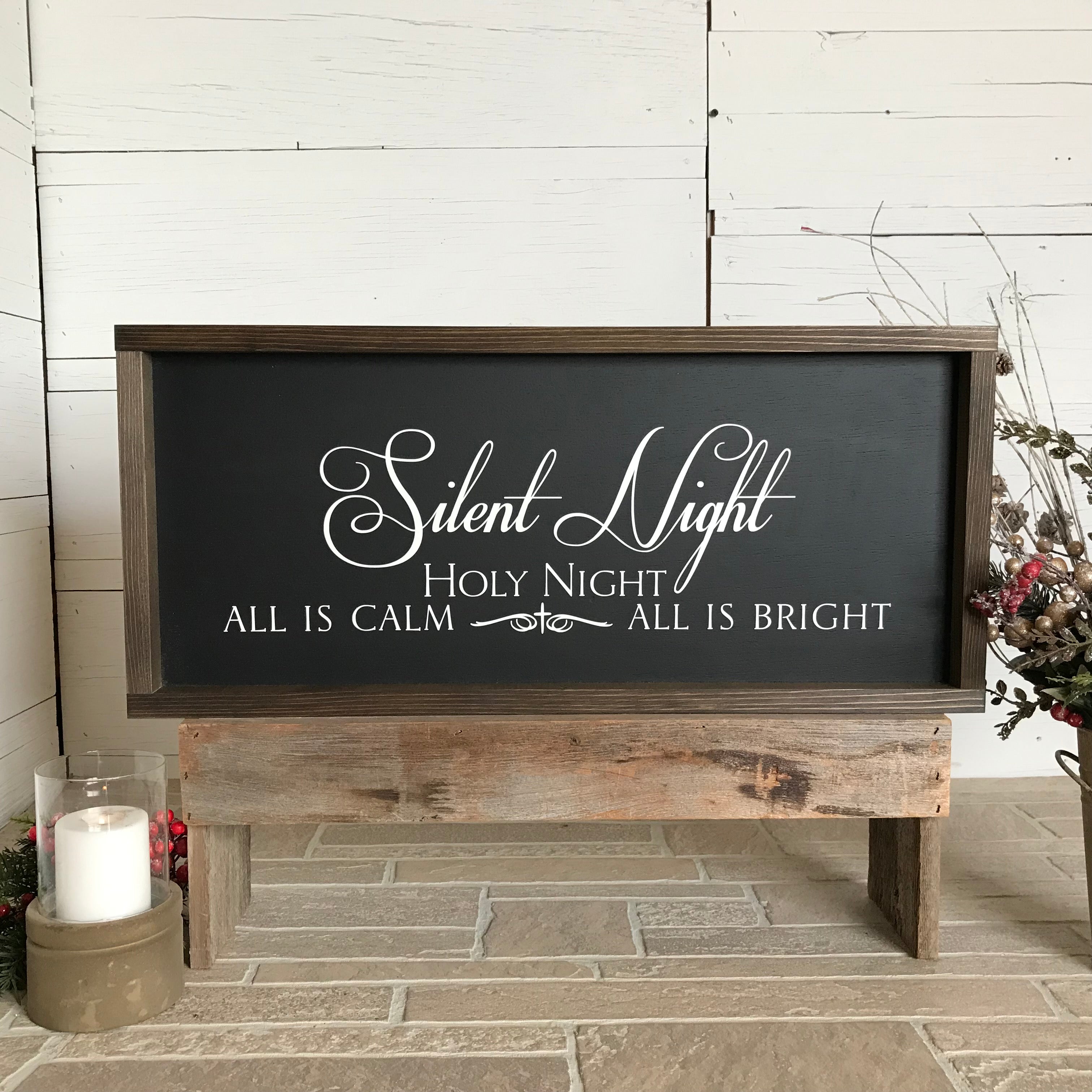 Silent Night Holy Night Farmhouse Sign