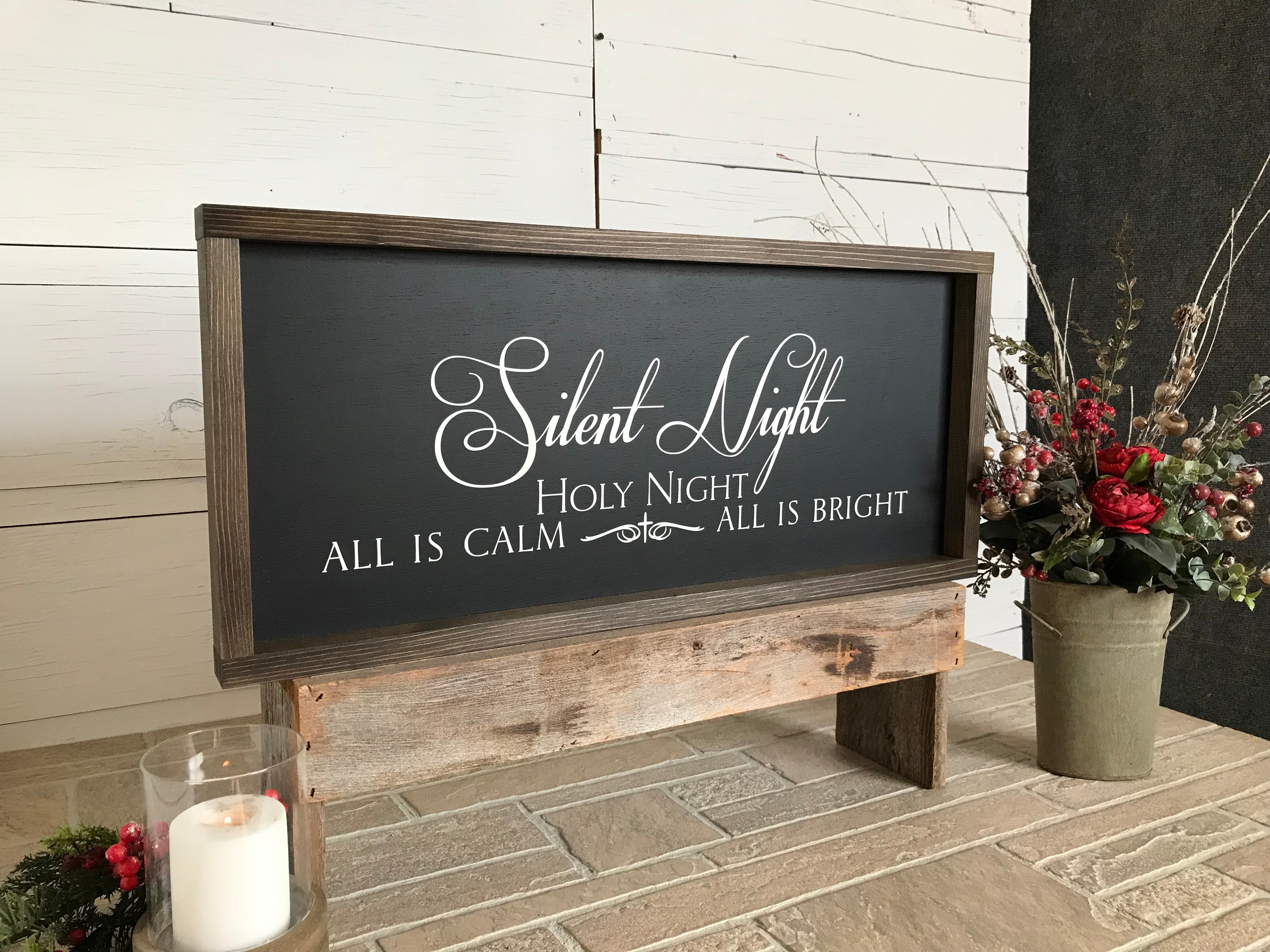 Silent Night Holy Night Farmhouse Sign