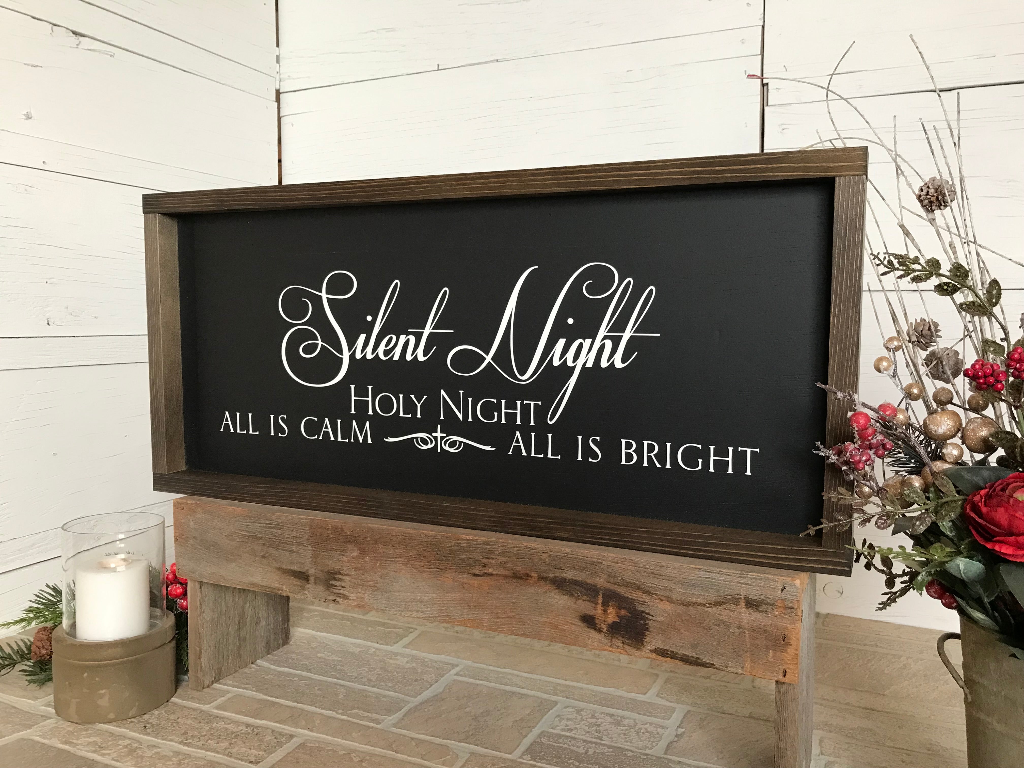 Silent Night Holy Night Farmhouse Sign