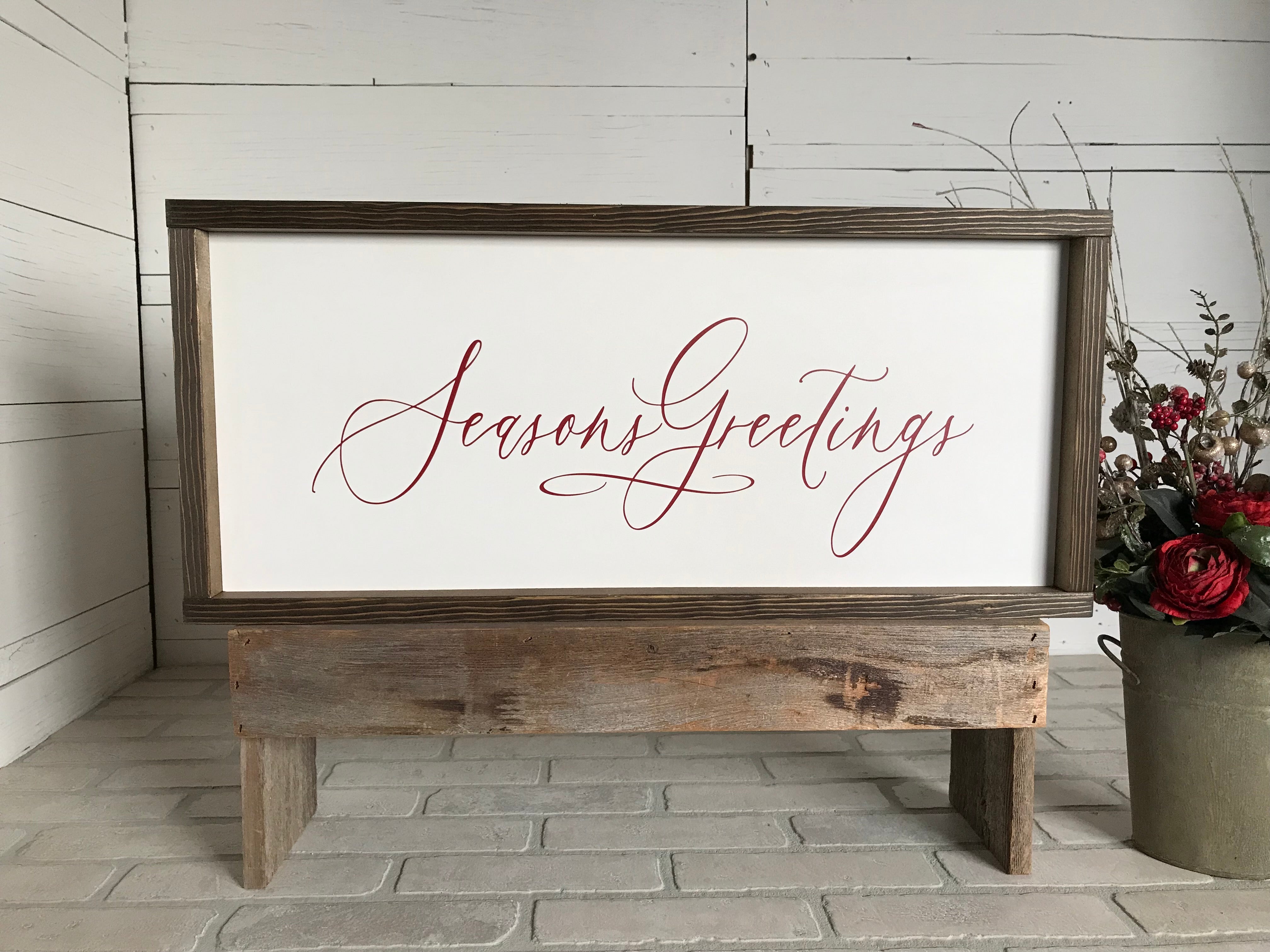 Seasons Greetings Farmhouse Sign
