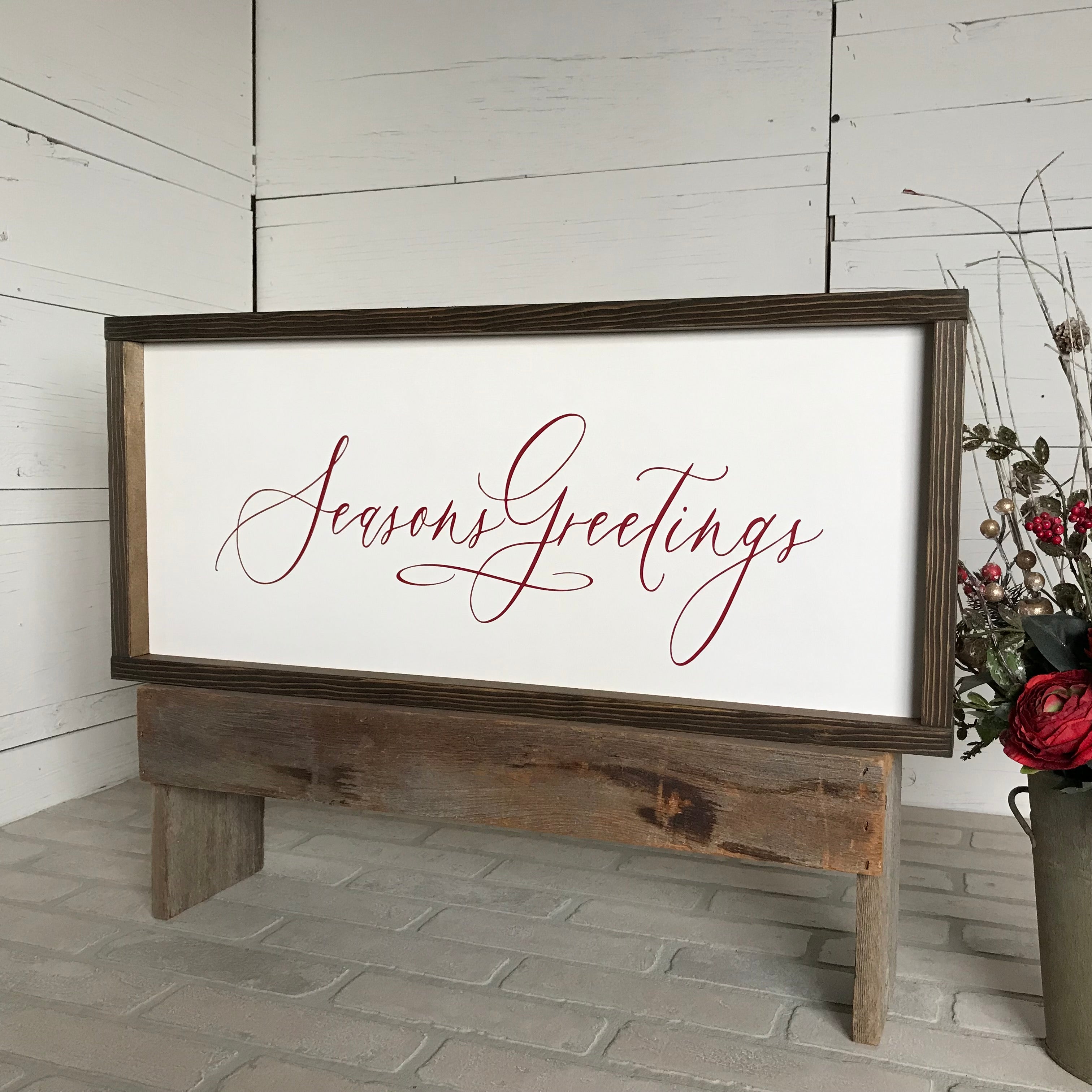 Seasons Greetings Farmhouse Sign