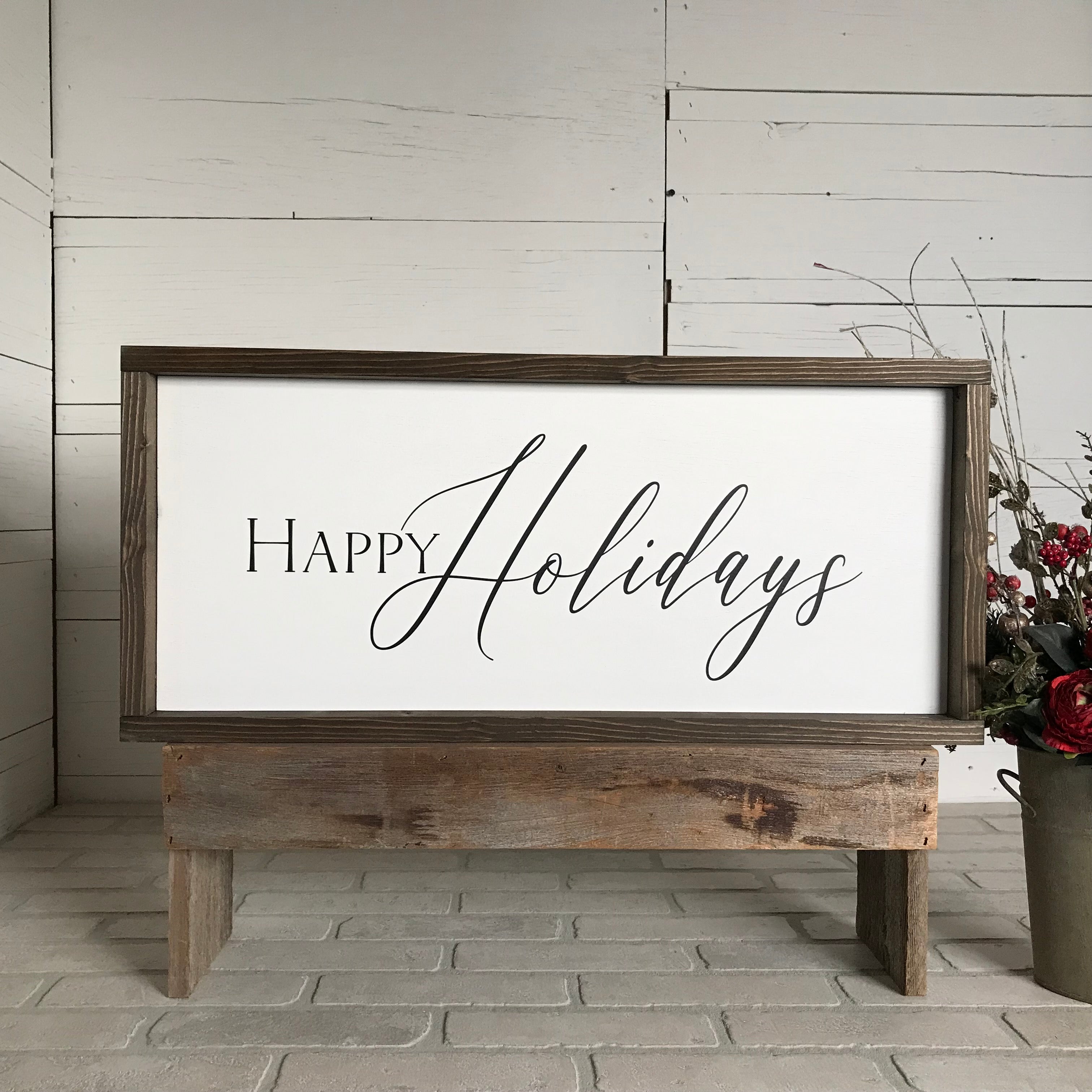 Happy Holidays Christmas Farmhouse Sign