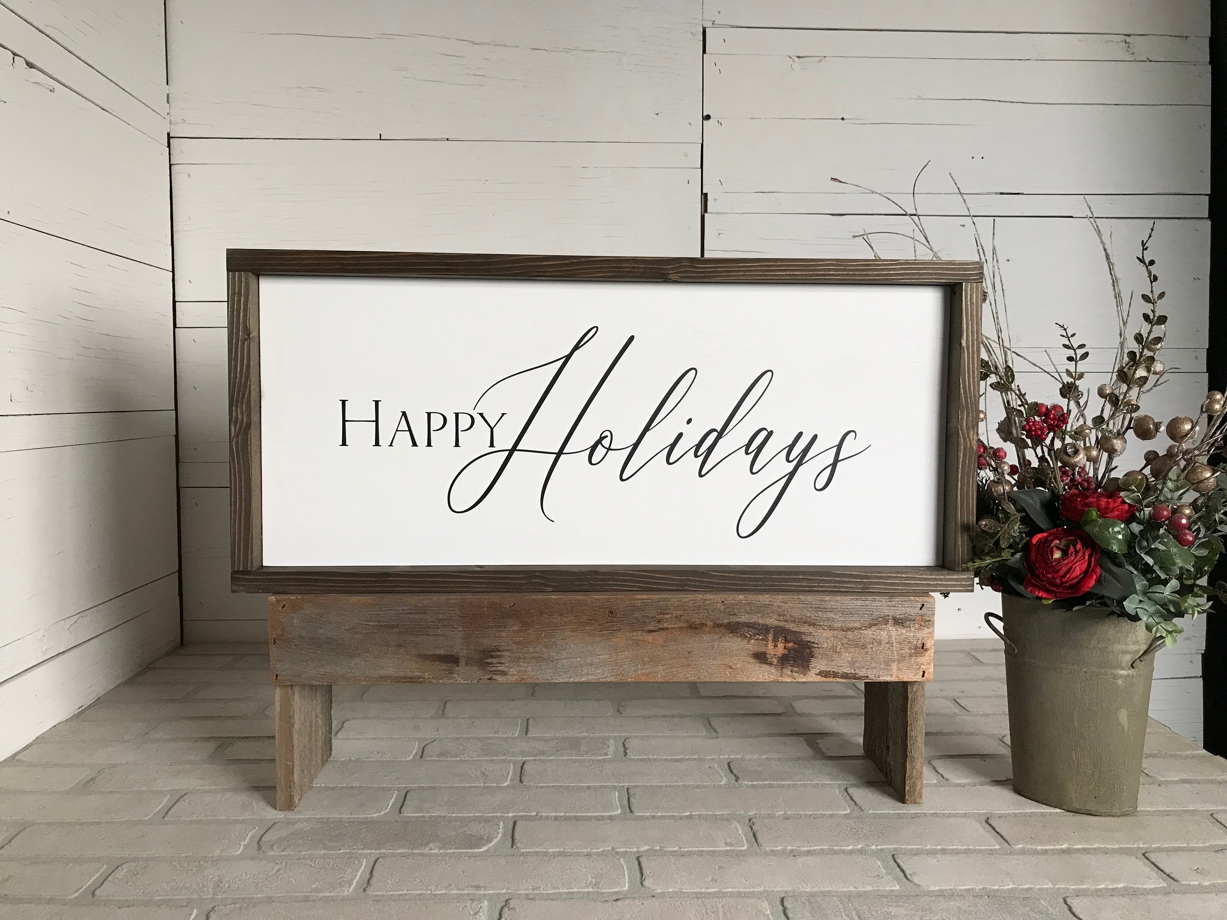 Happy Holidays Christmas Farmhouse Sign