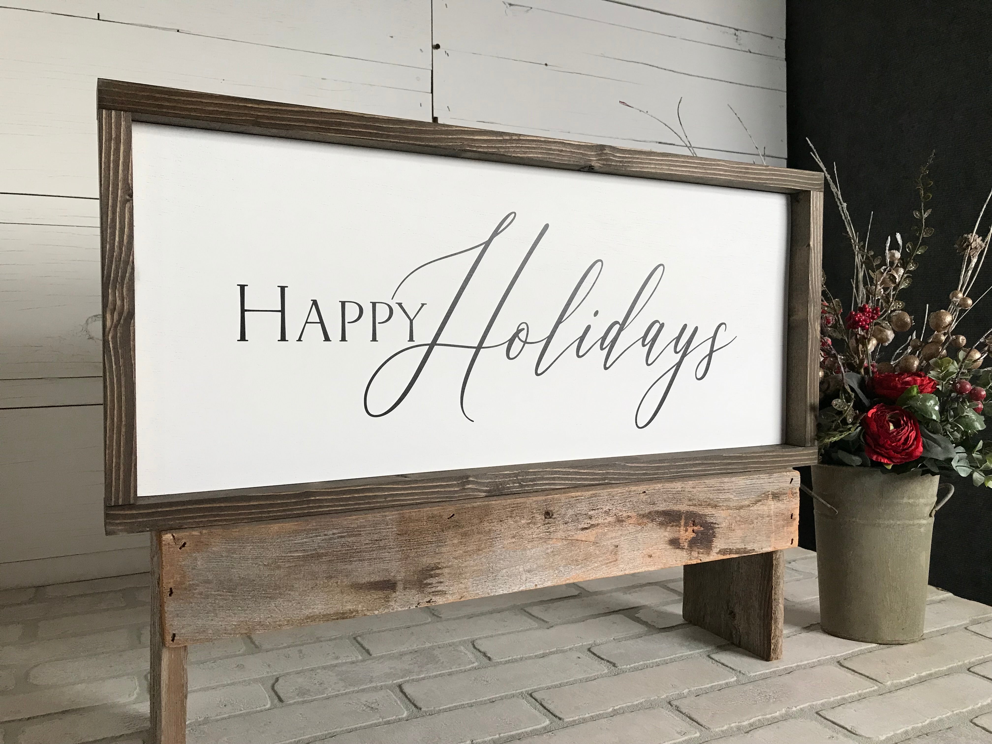 Happy Holidays Christmas Farmhouse Sign