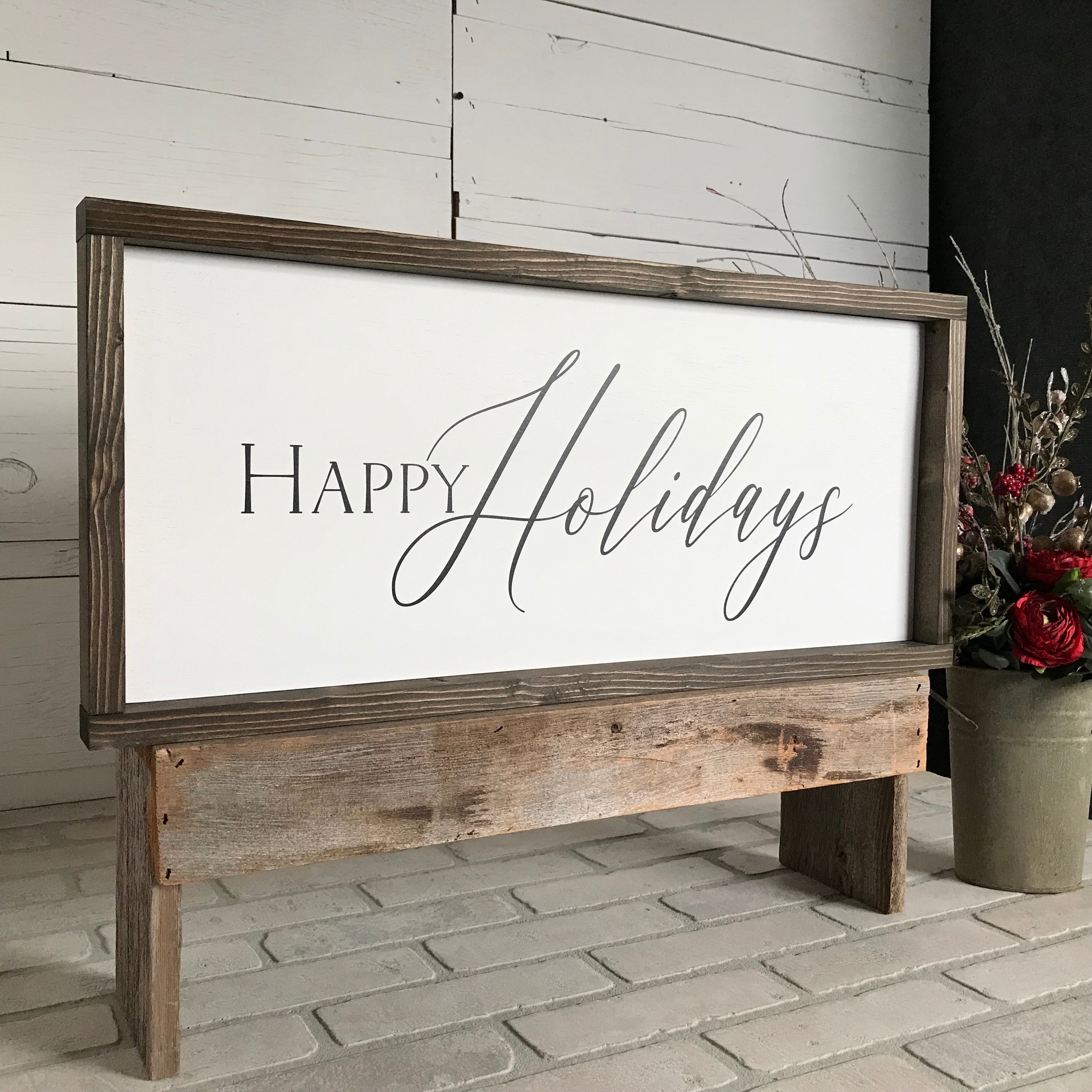 Happy Holidays Christmas Farmhouse Sign