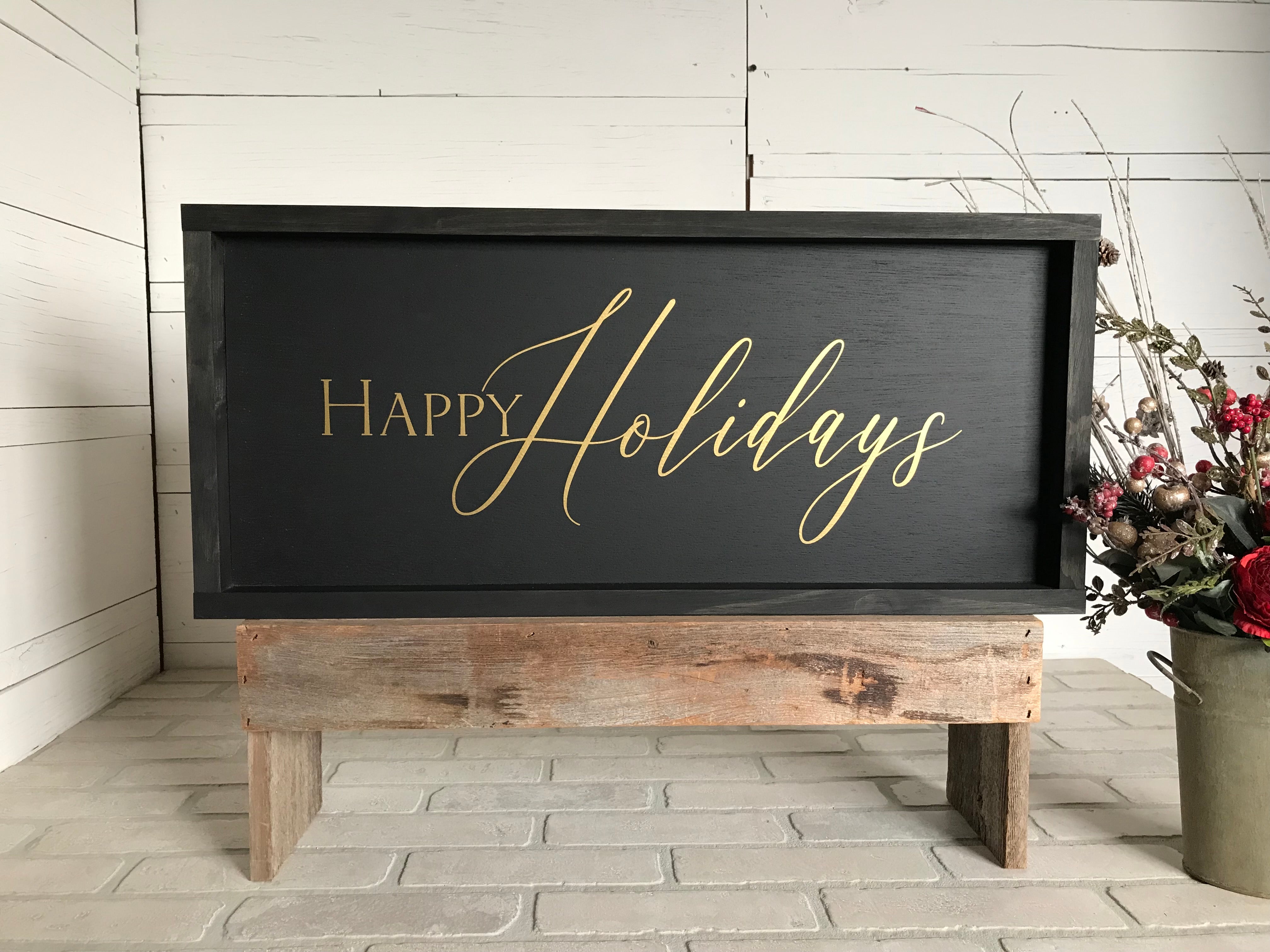 Happy Holidays Christmas Farmhouse Sign