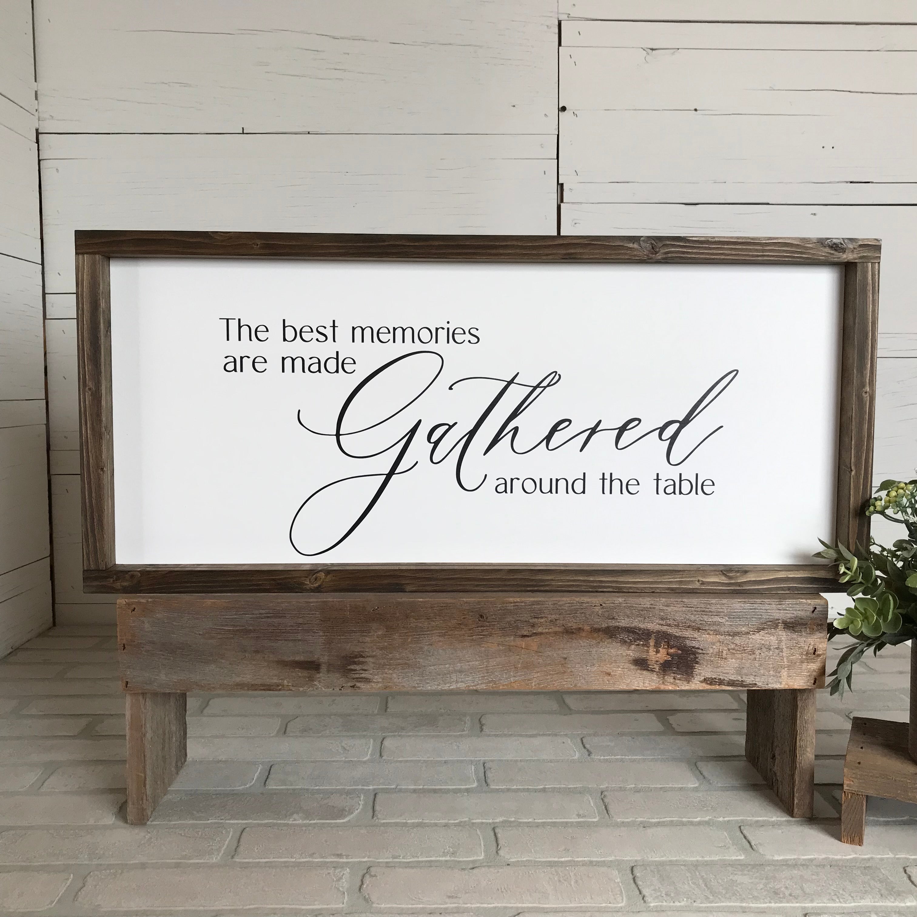 Dining Room, Kitchen, Gathered Around the Table Framed Wooden Sign