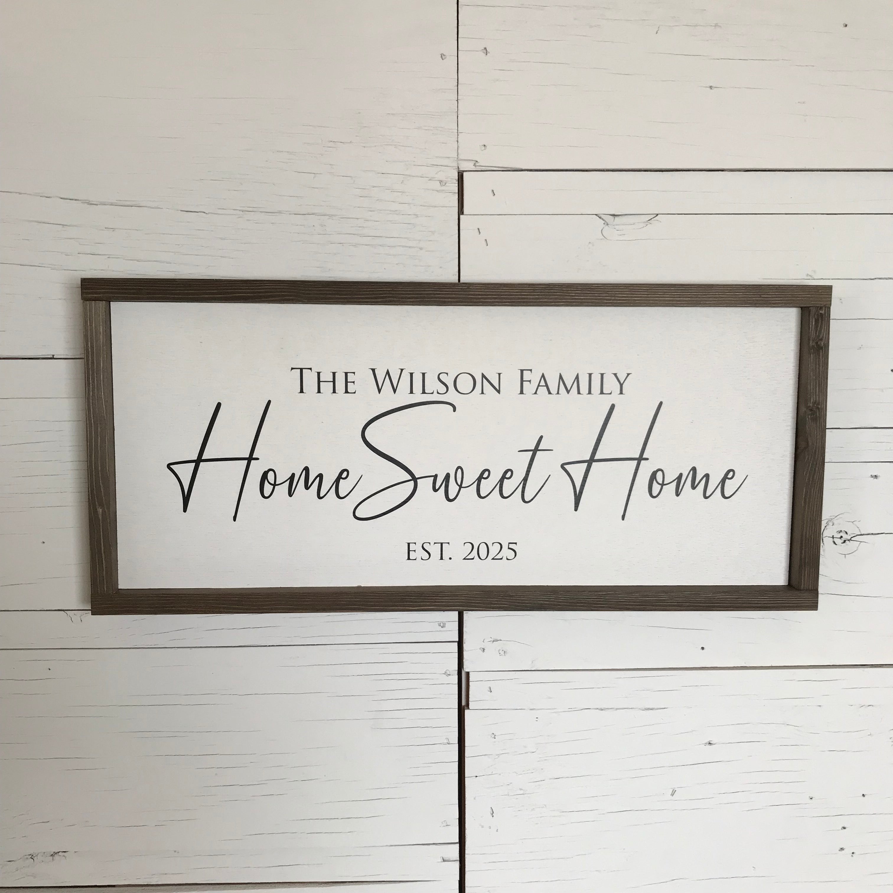 Personalized Family Name Home Sweet Home Wood Framed Sign, Custom Est. Sign