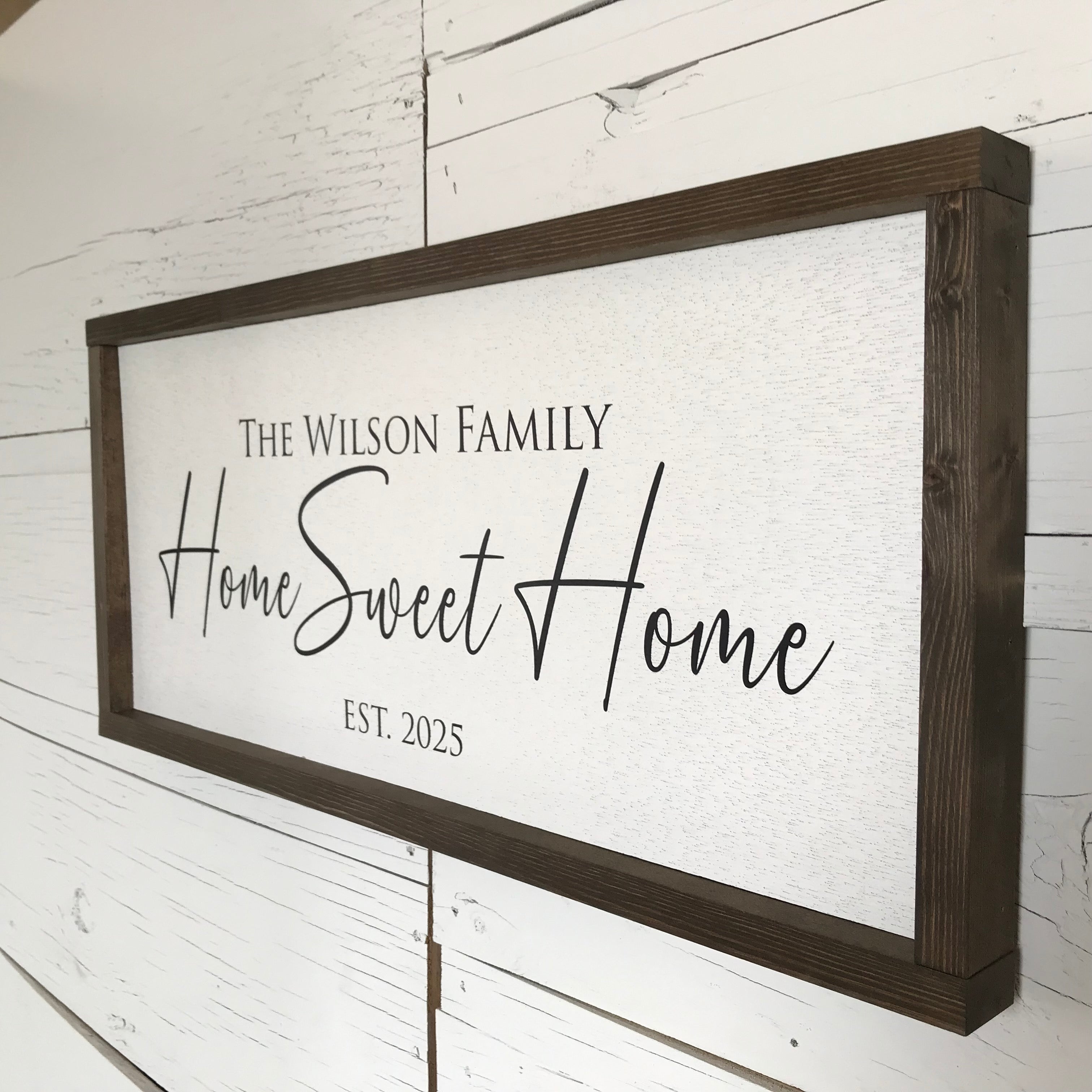 Personalized Family Name Home Sweet Home Wood Framed Sign, Custom Est. Sign
