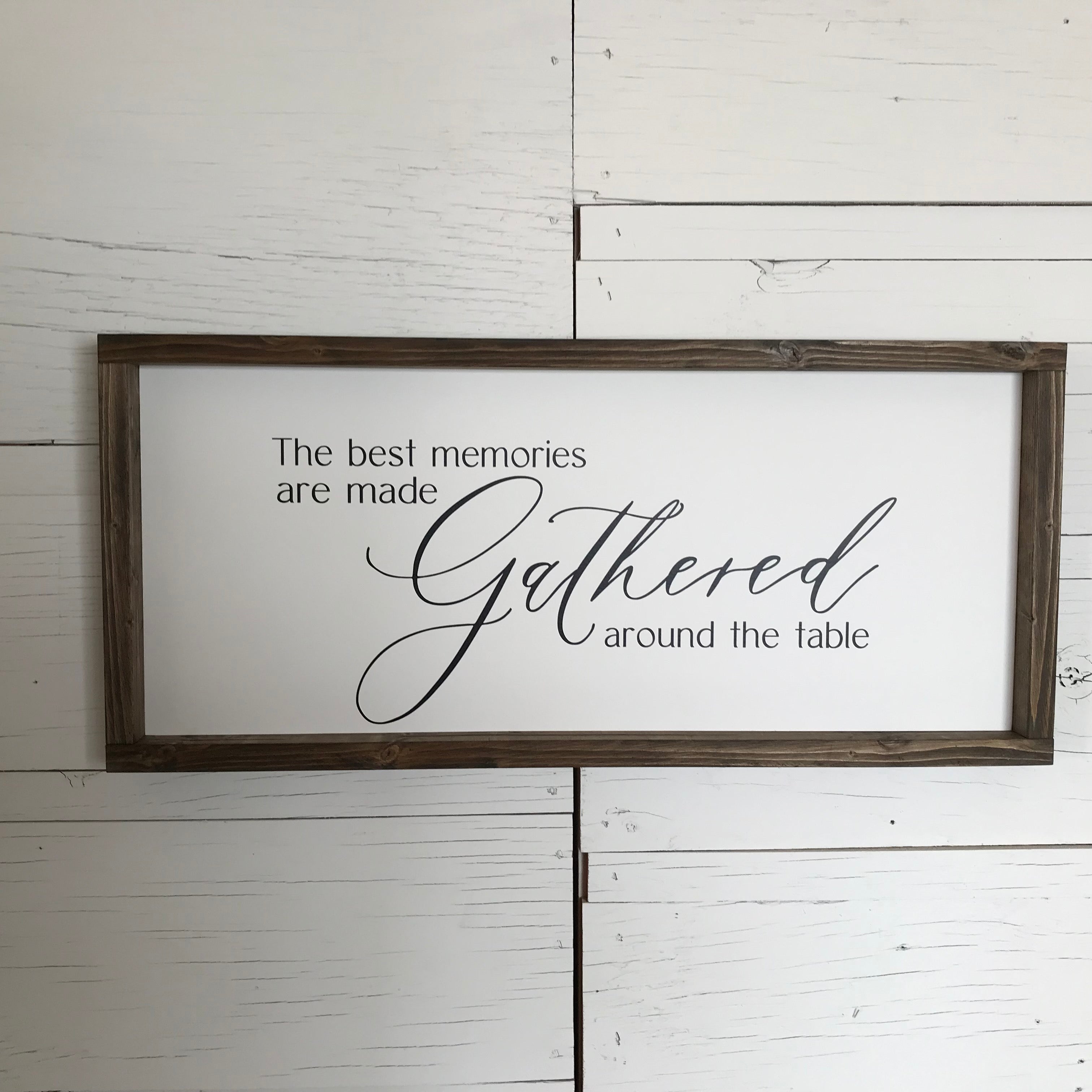 Dining Room, Kitchen, Gathered Around the Table Framed Wooden Sign