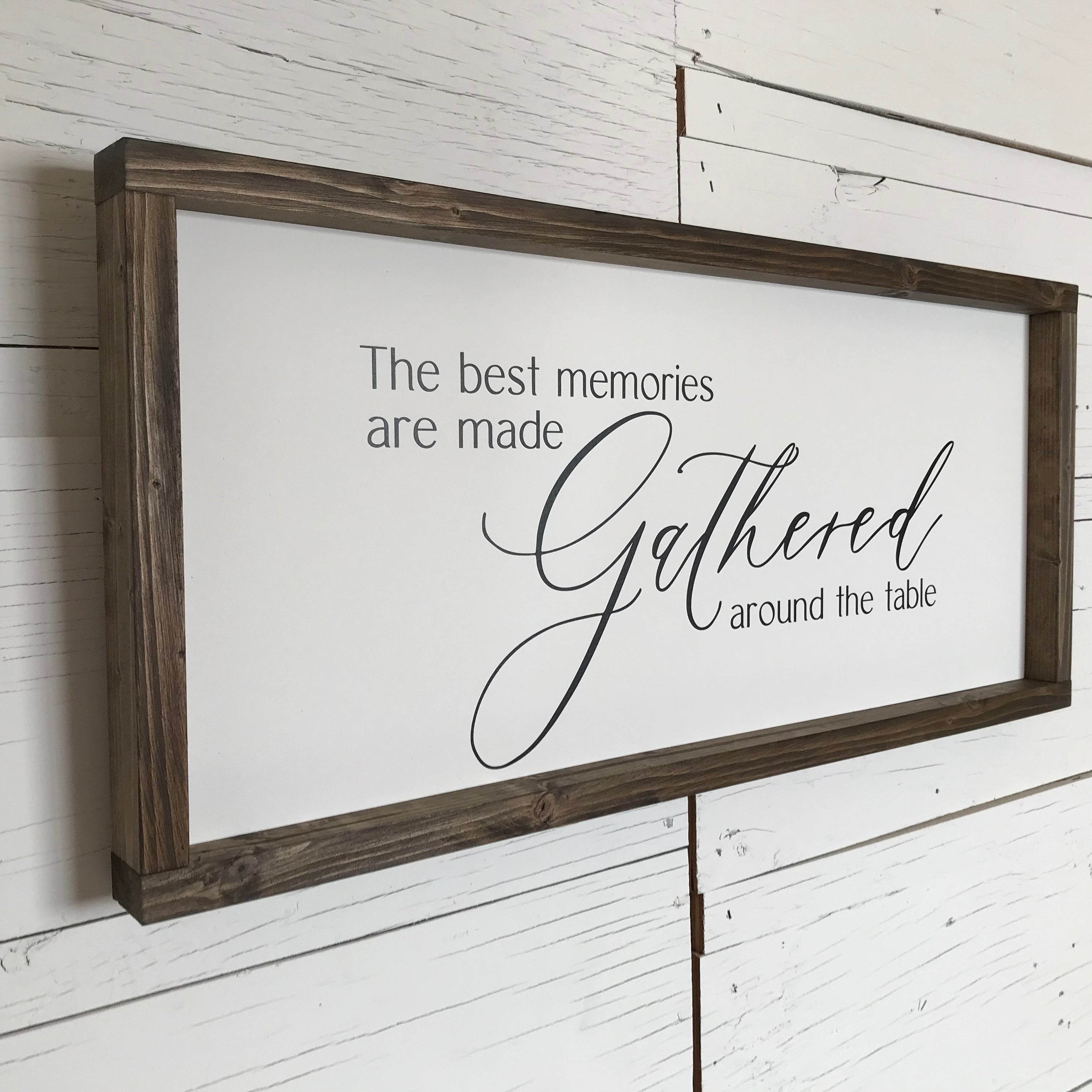 Dining Room, Kitchen, Gathered Around the Table Framed Wooden Sign
