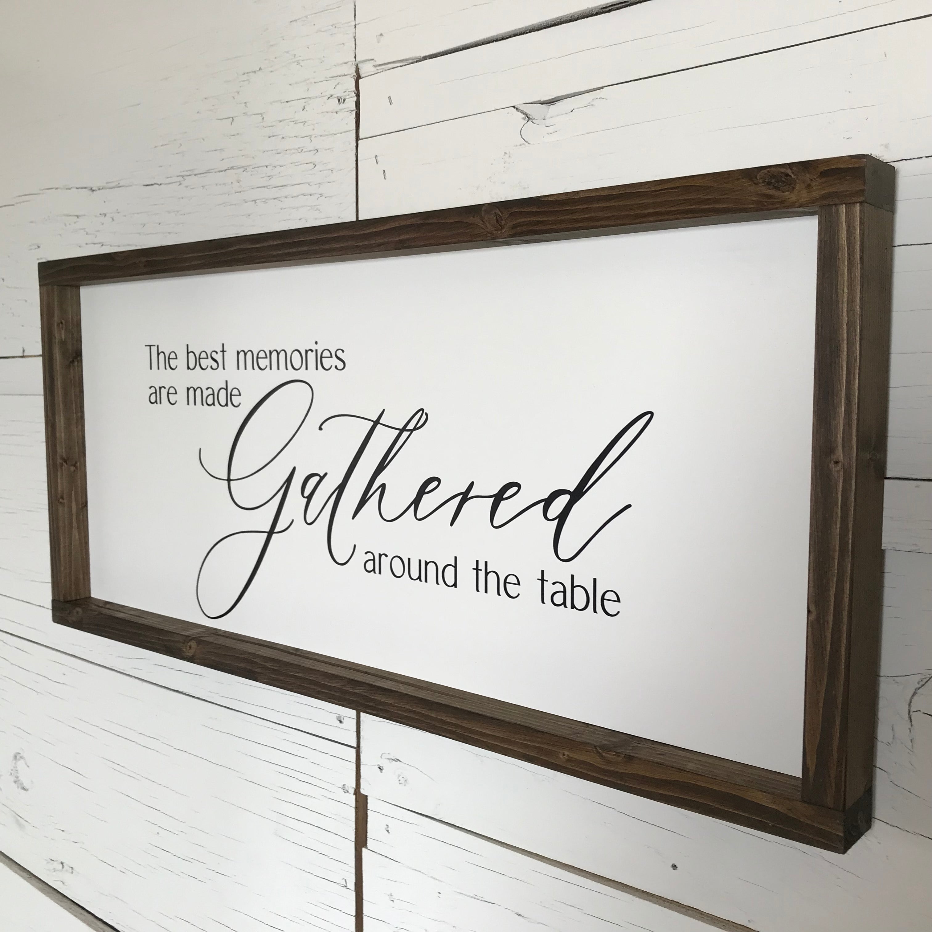 Dining Room, Kitchen, Gathered Around the Table Framed Wooden Sign