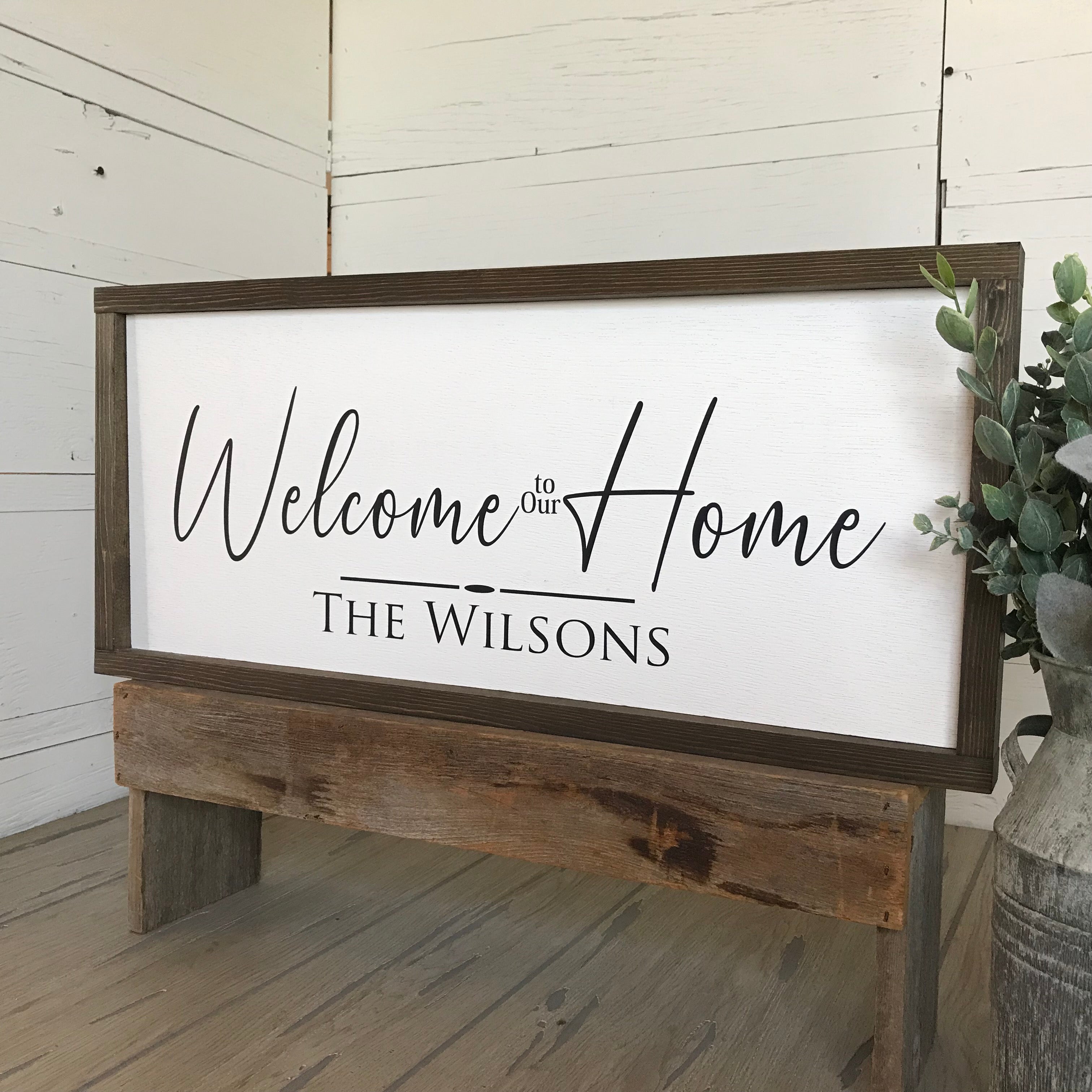 Personalized Welcome to Our Home Family Name Framed Wooden Sign