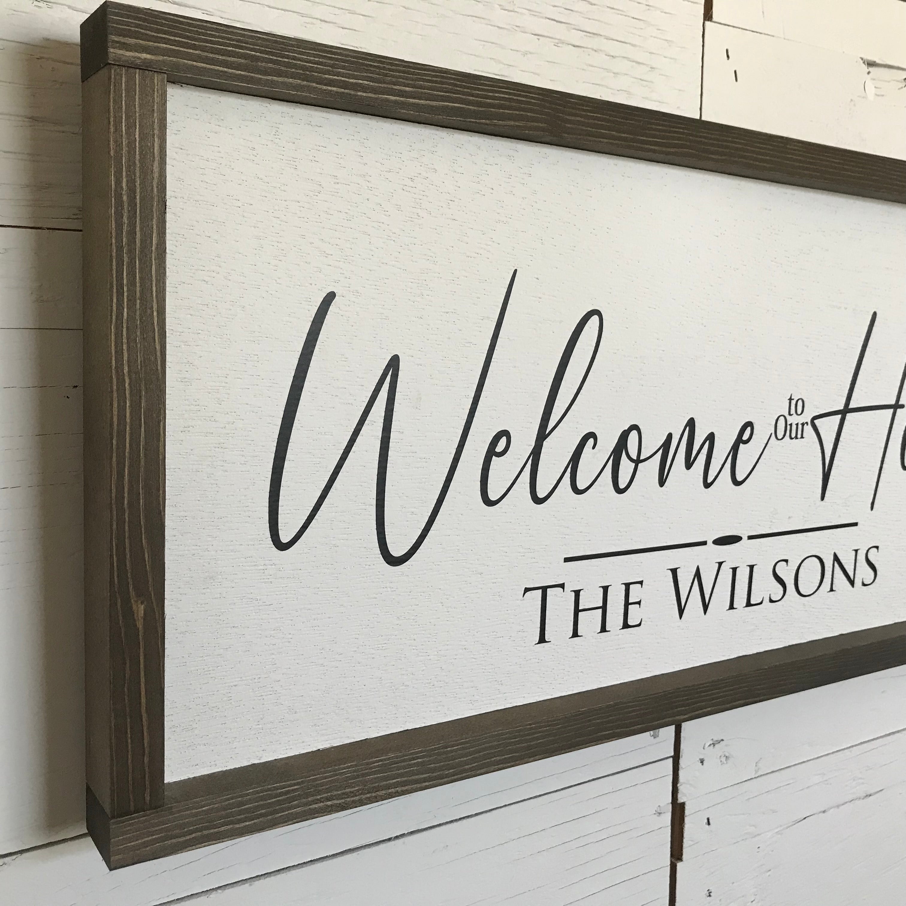 Personalized Welcome to Our Home Family Name Framed Wooden Sign