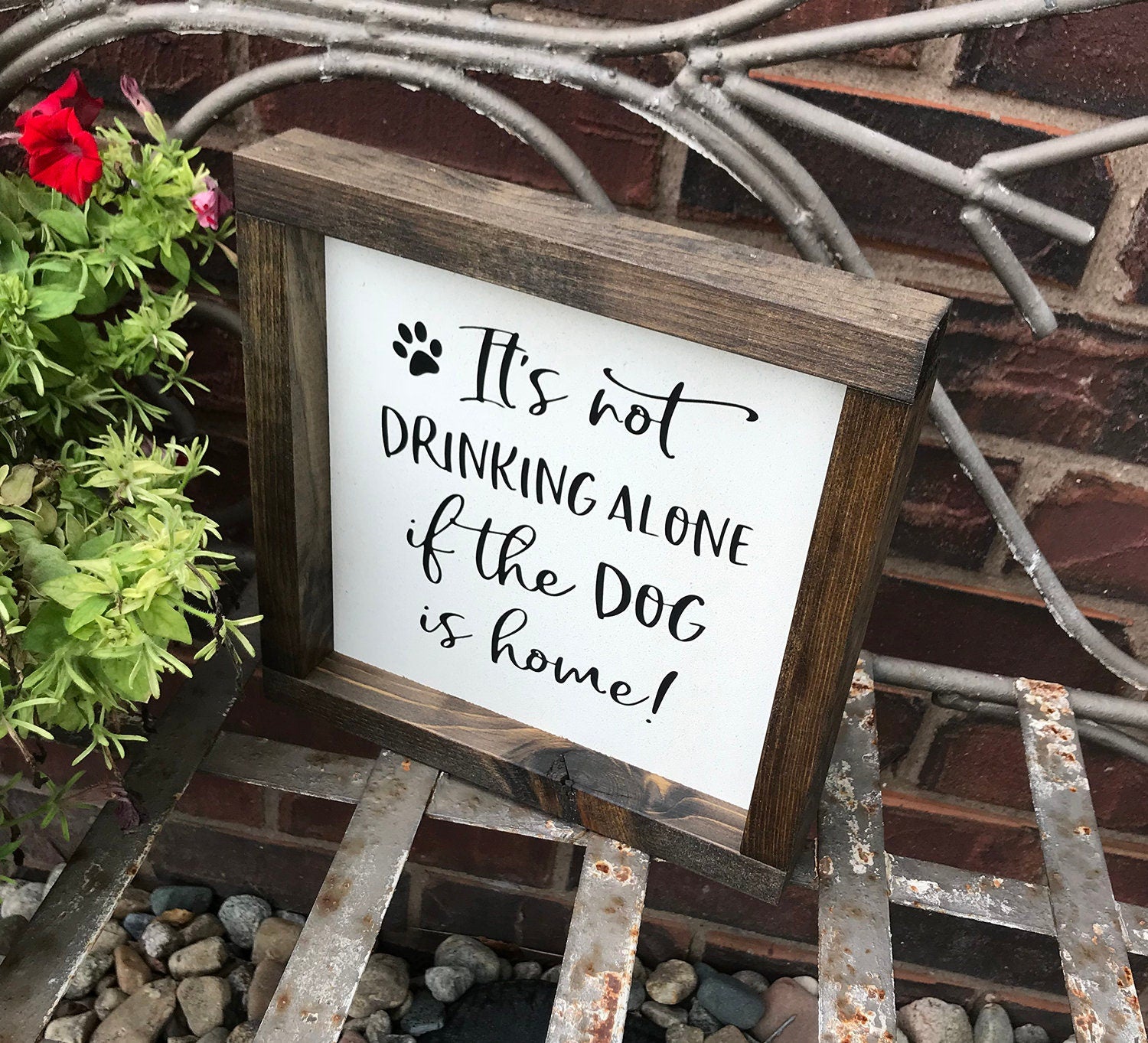 Drinking alone if Dog is home, rustic farmhouse wood sign pet home decor, Kitchen signs, Shabby Chic