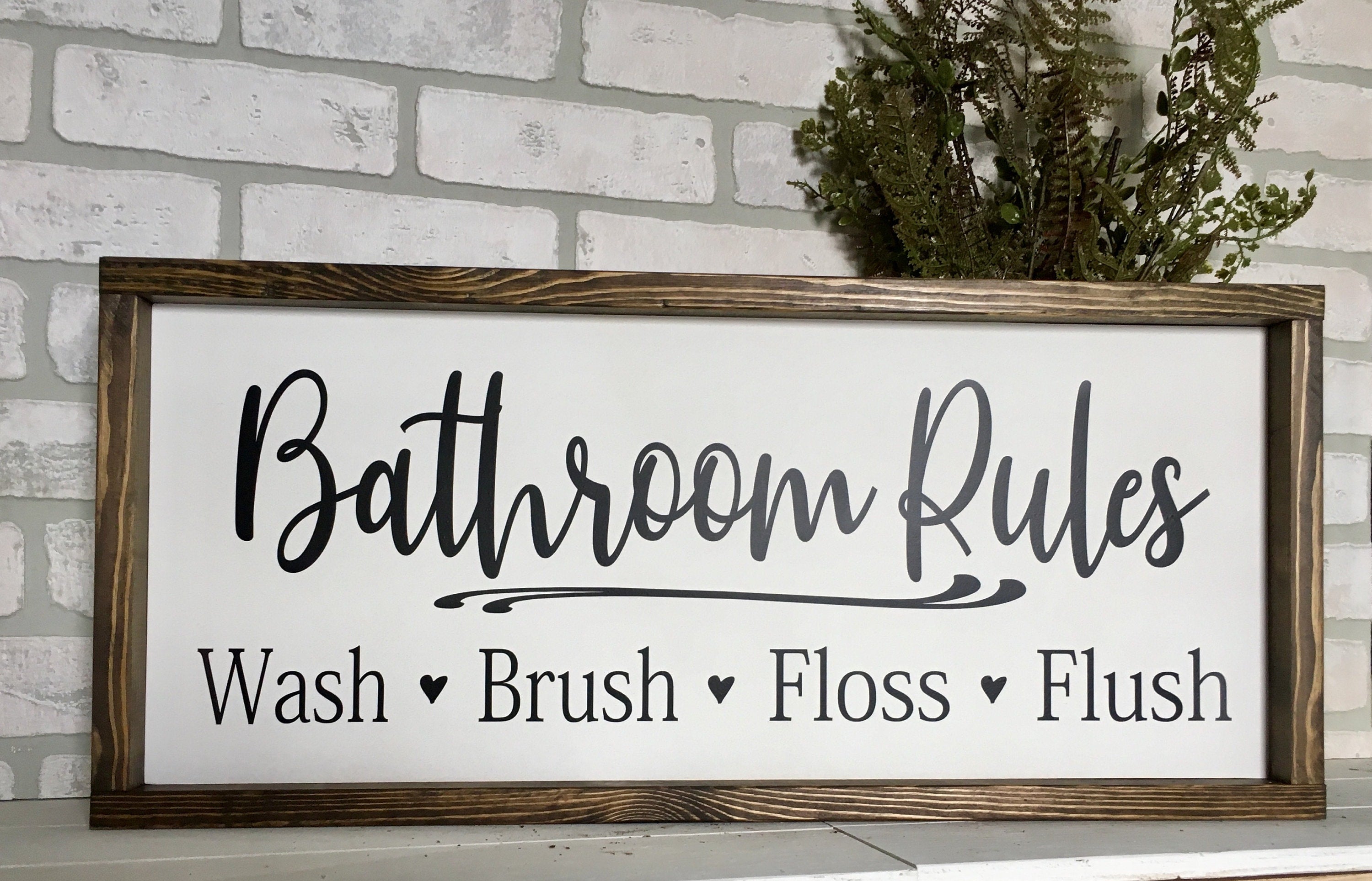 Bathroom rules, farmhouse sign, rustic, country wood signs, farmhouse decor, home decor