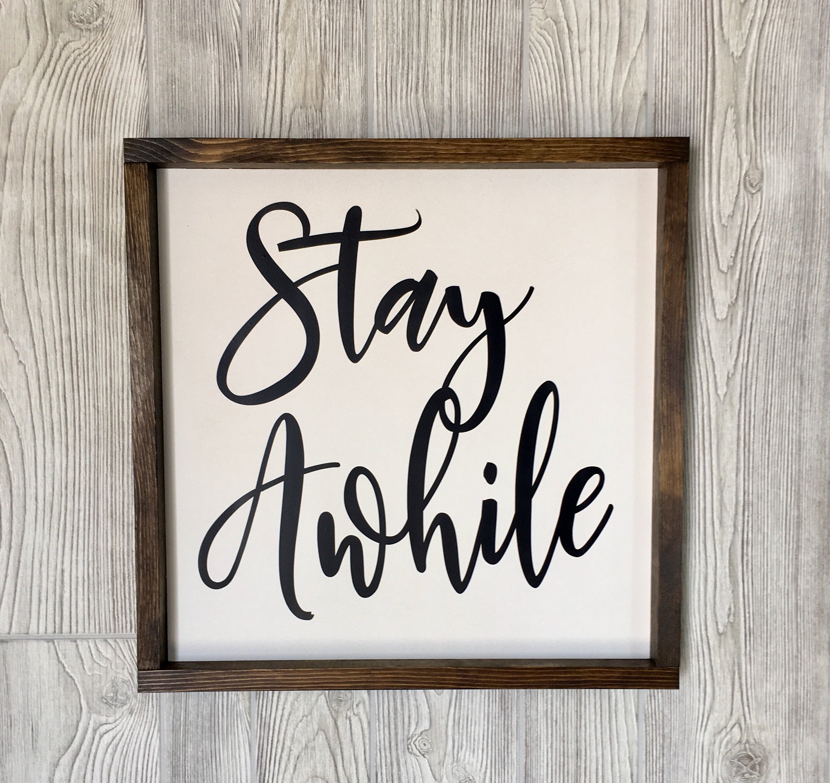 Stay Awhile, Farmhouse sign, Rustic wood signs, farmhouse decor, farmhouse wall decor, gift for family