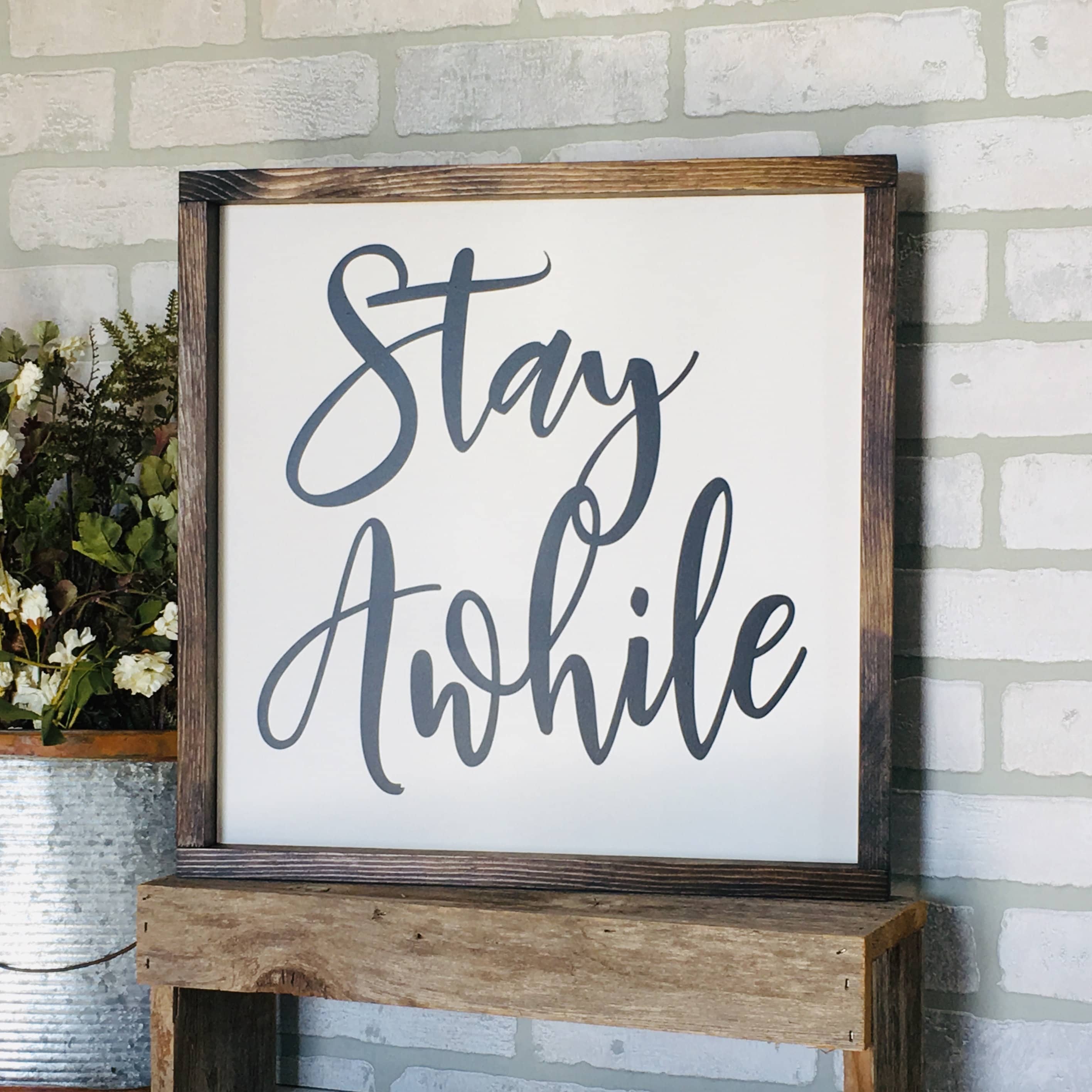 Stay Awhile, Farmhouse sign, Rustic wood signs, farmhouse decor, farmhouse wall decor, gift for family