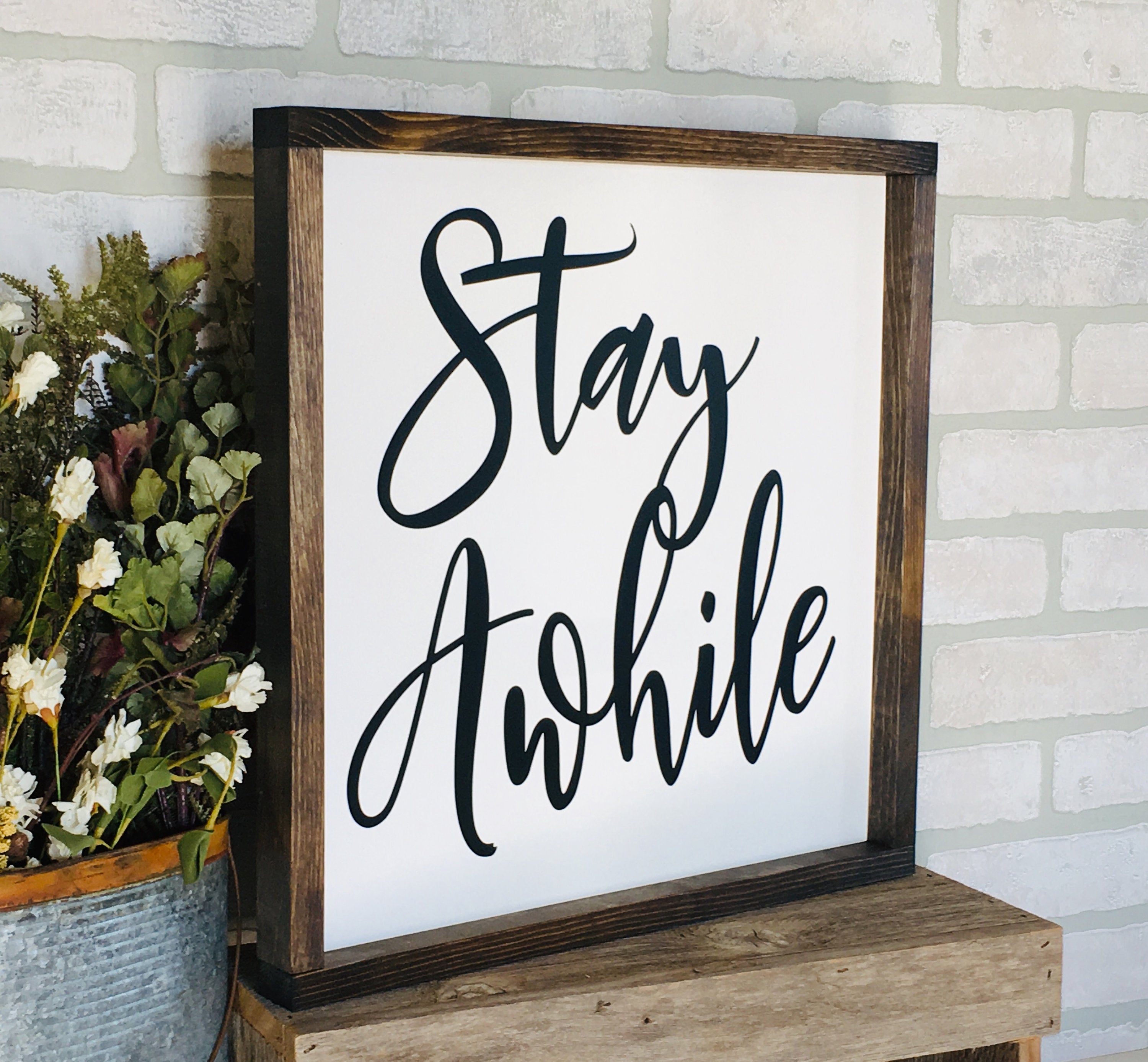 Stay Awhile, Farmhouse sign, Rustic wood signs, farmhouse decor, farmhouse wall decor, gift for family