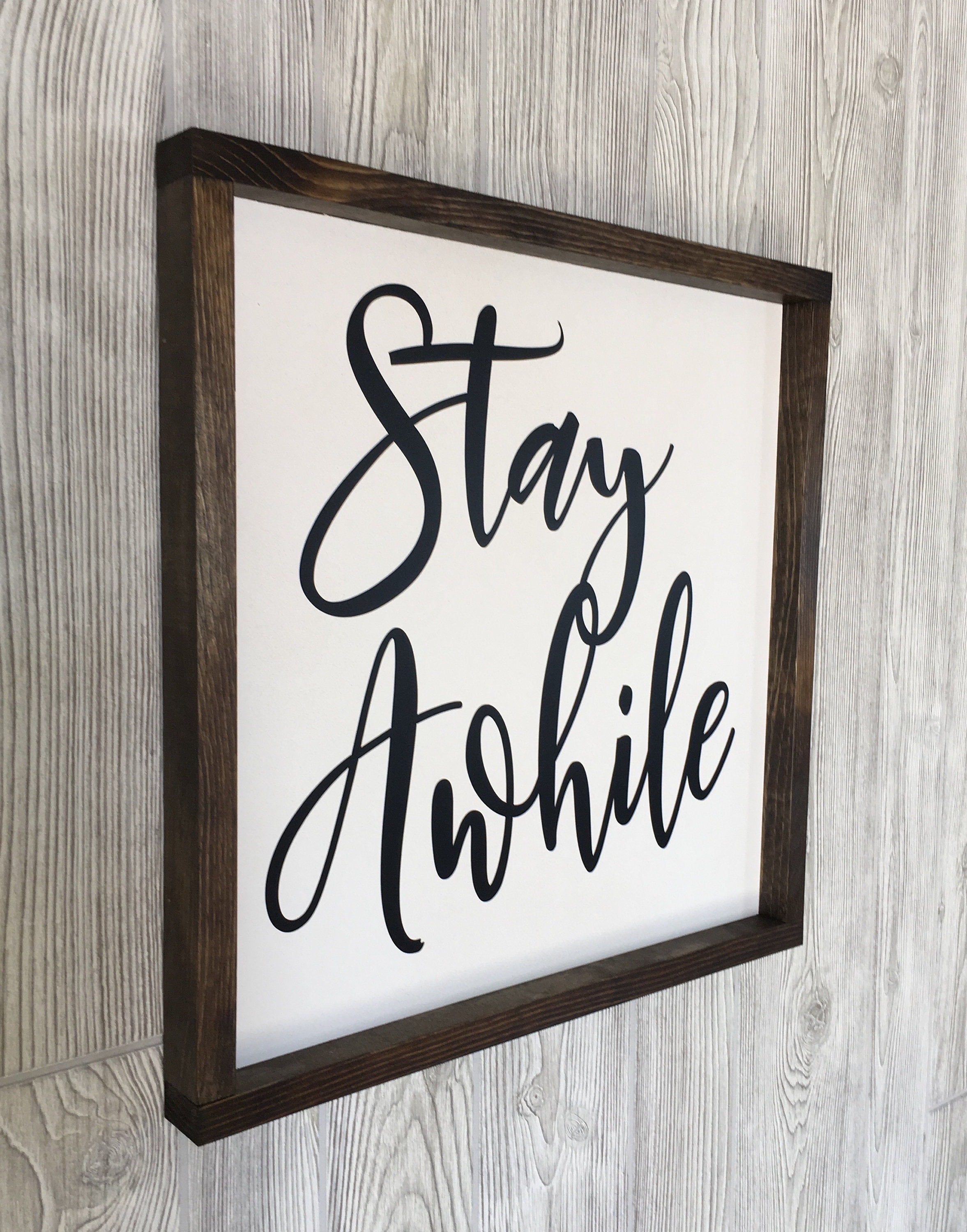 Stay Awhile, Farmhouse sign, Rustic wood signs, farmhouse decor, farmhouse wall decor, gift for family