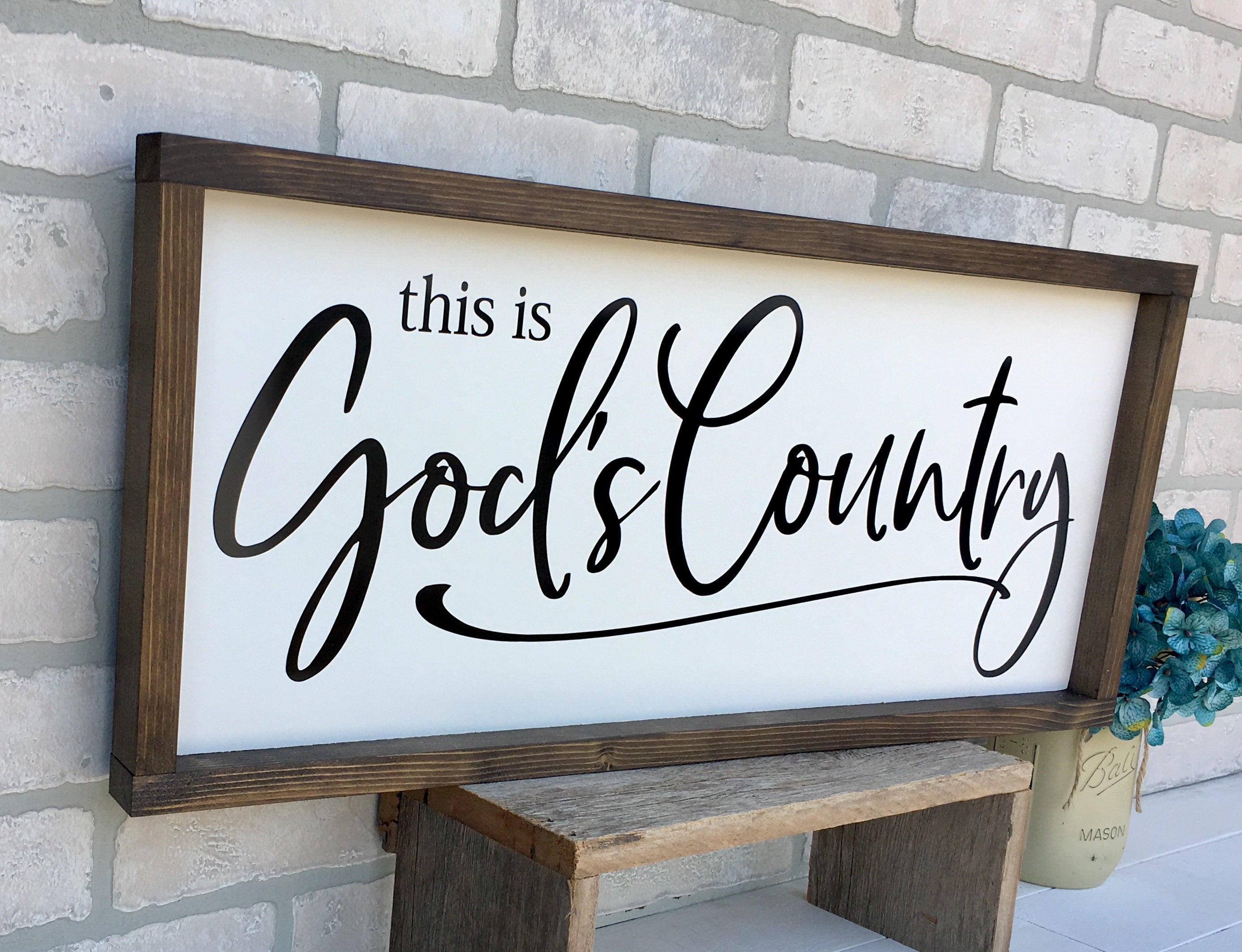 this is God's Country, rustic farmhouse sign , shiplap wood signs, home decor, gift for her