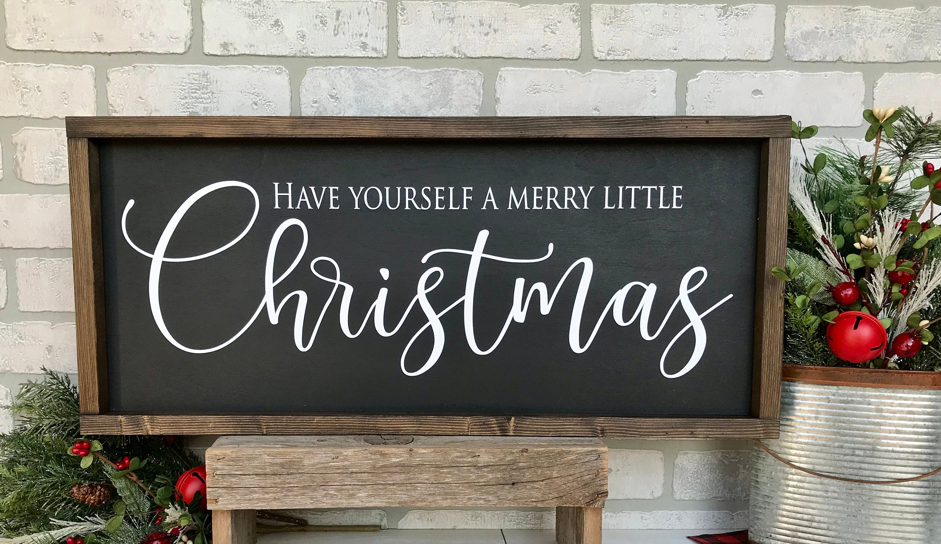 have yourself a merry little christmas, rustic farmhouse sign , holiday wood sign, home decor