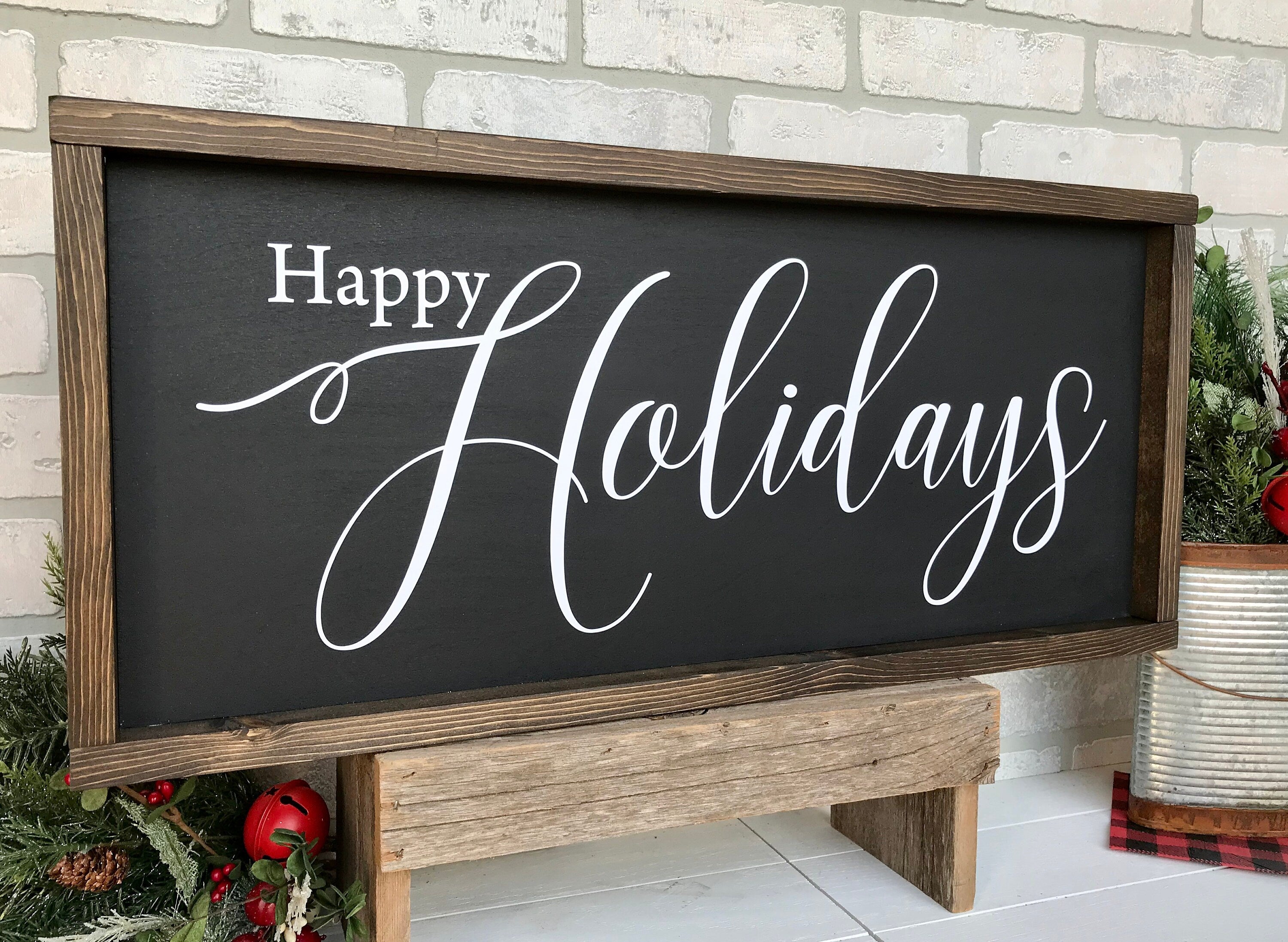 happy holidays, rustic farmhouse sign , holiday wood sign, home decor