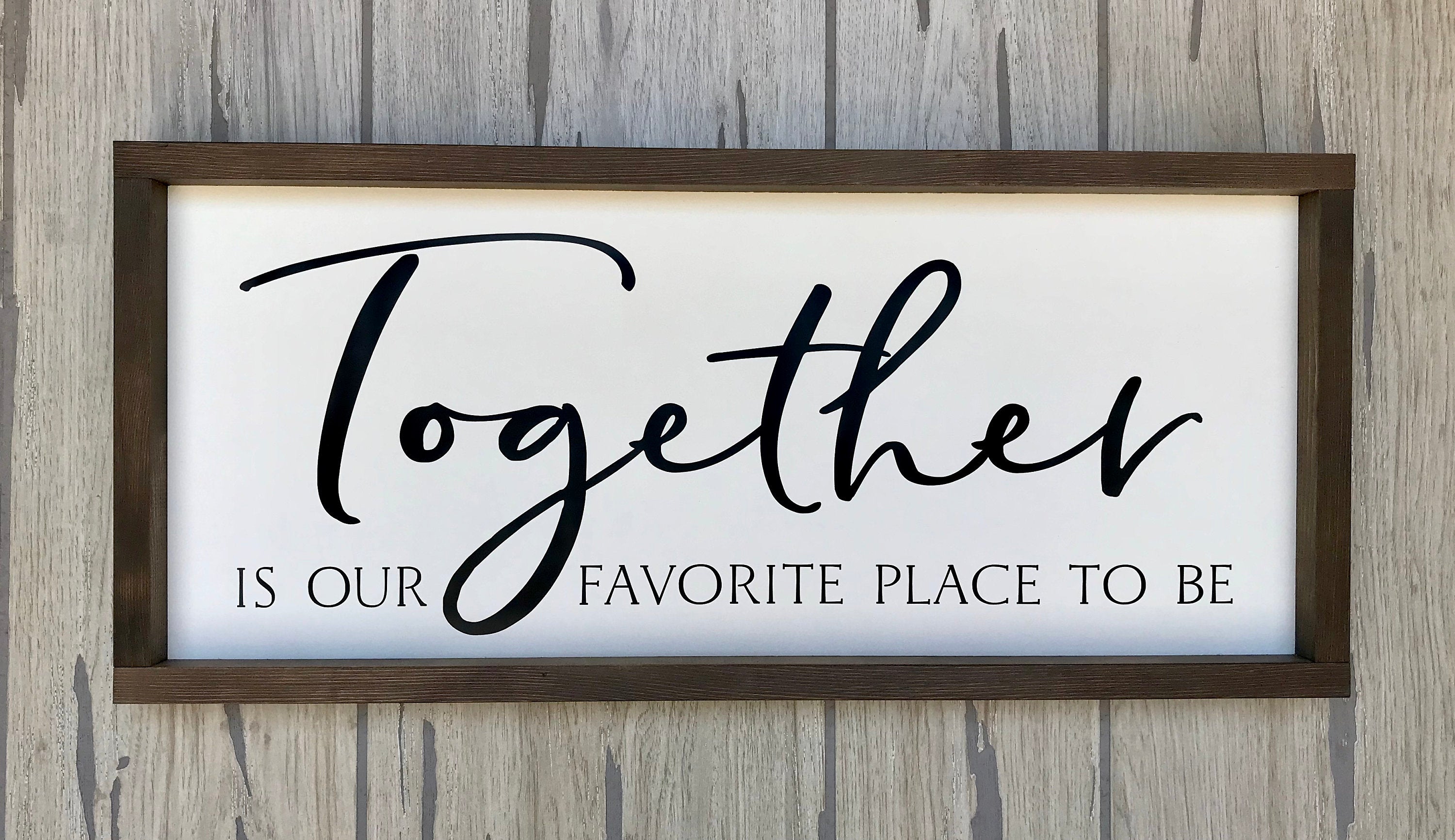 Together is our favorite place to be framed wooden sign for master bedroom wall decor