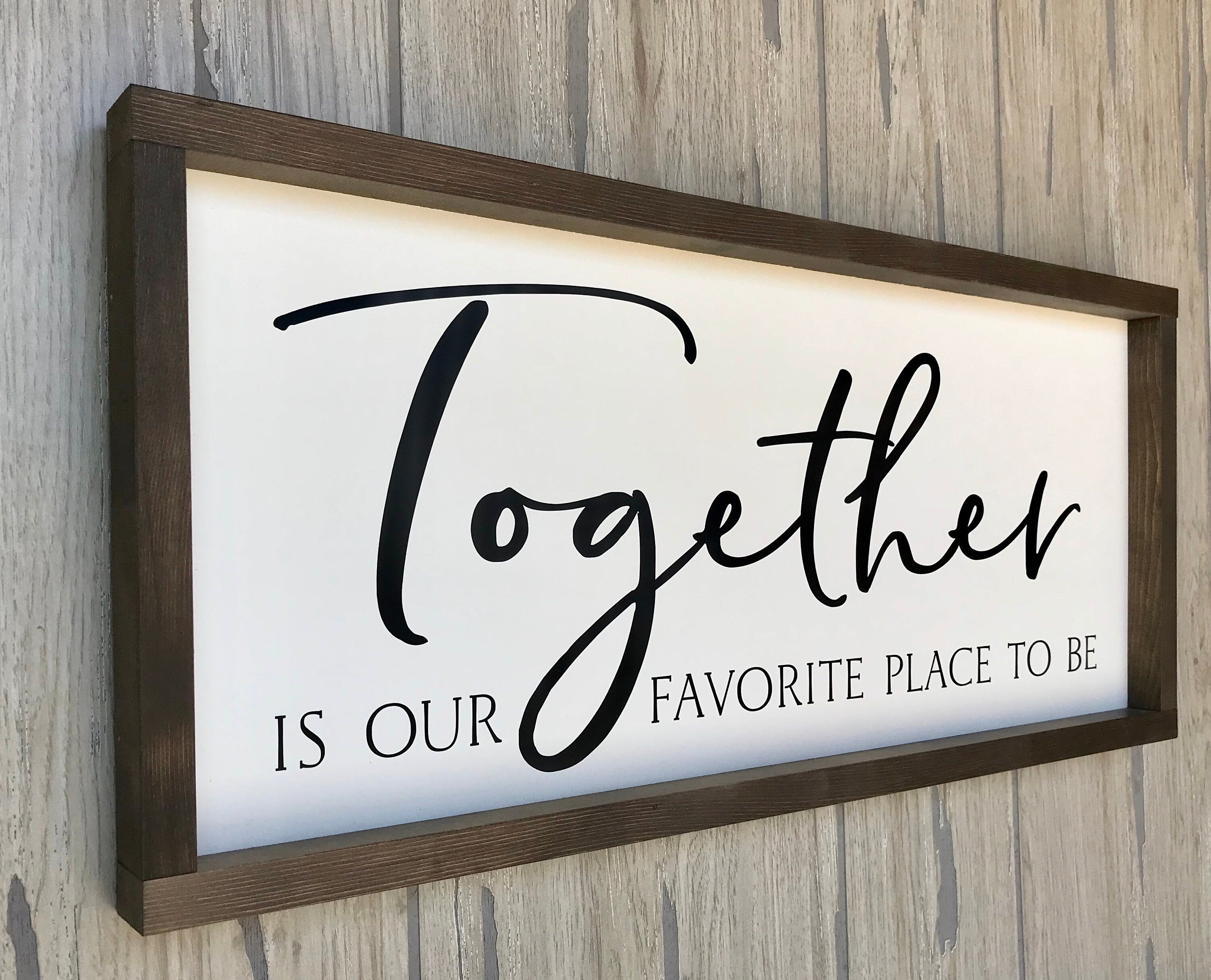 Together is our favorite place to be framed wooden sign for master bedroom wall decor