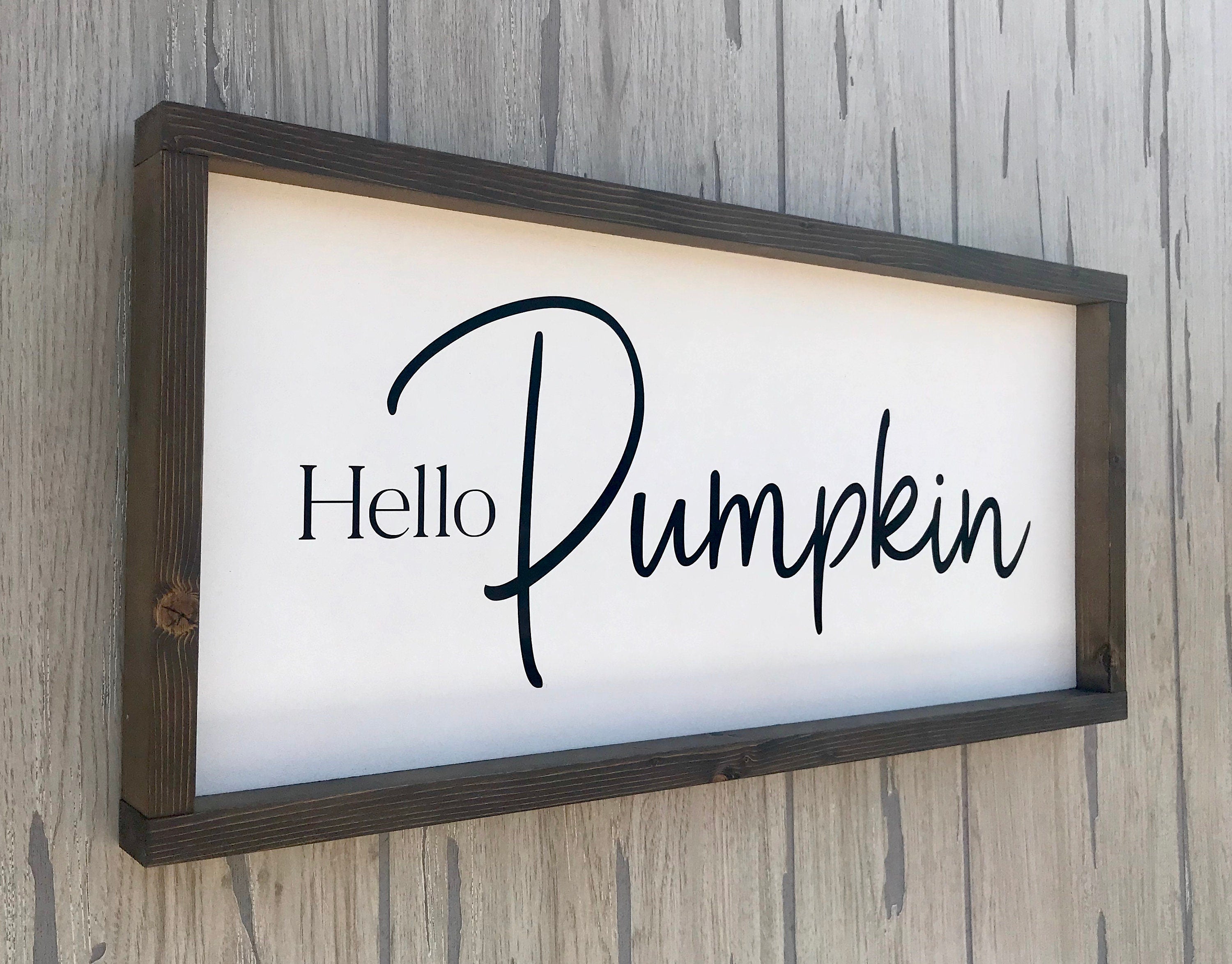 Hello Pumpkin, shiplap style rustic farmhouse sign , fall wood signs, home decor, gift for her
