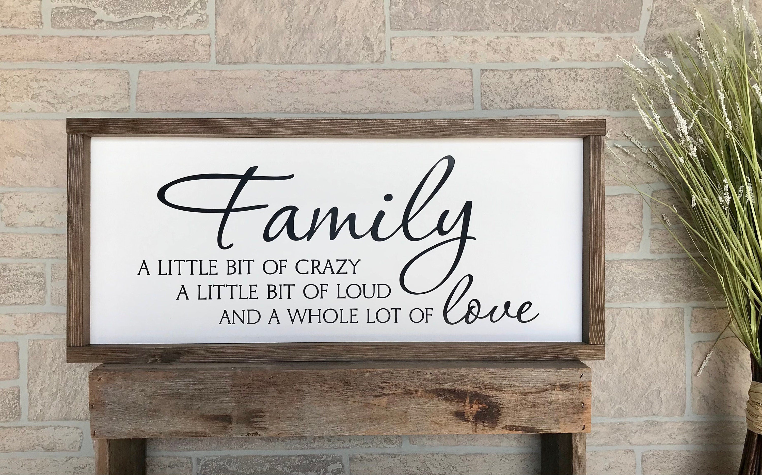 family crazy loud love, wall art, modern farmhouse sign, framed wooden sign, home decor