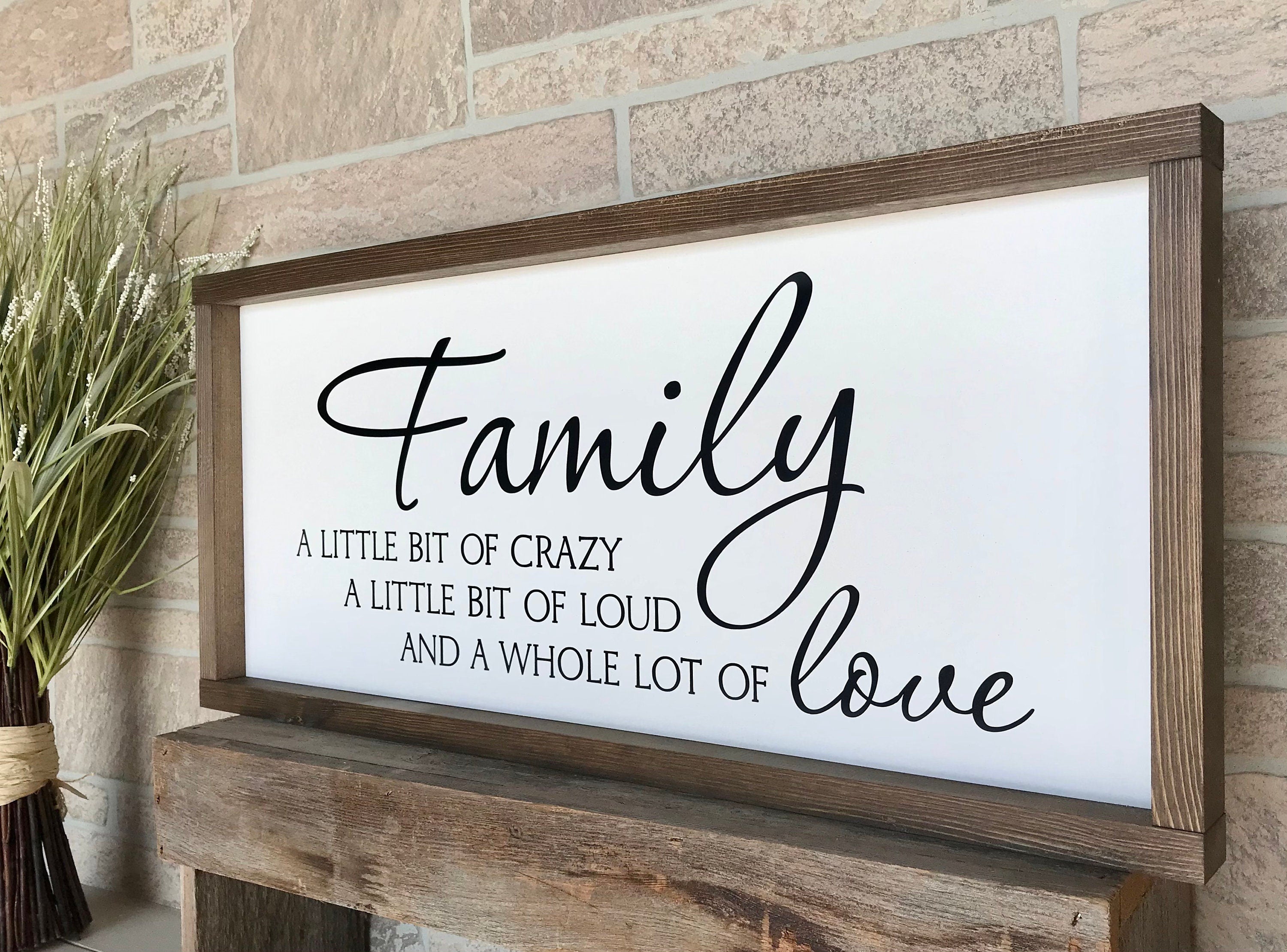 family crazy loud love, wall art, modern farmhouse sign, framed wooden sign, home decor