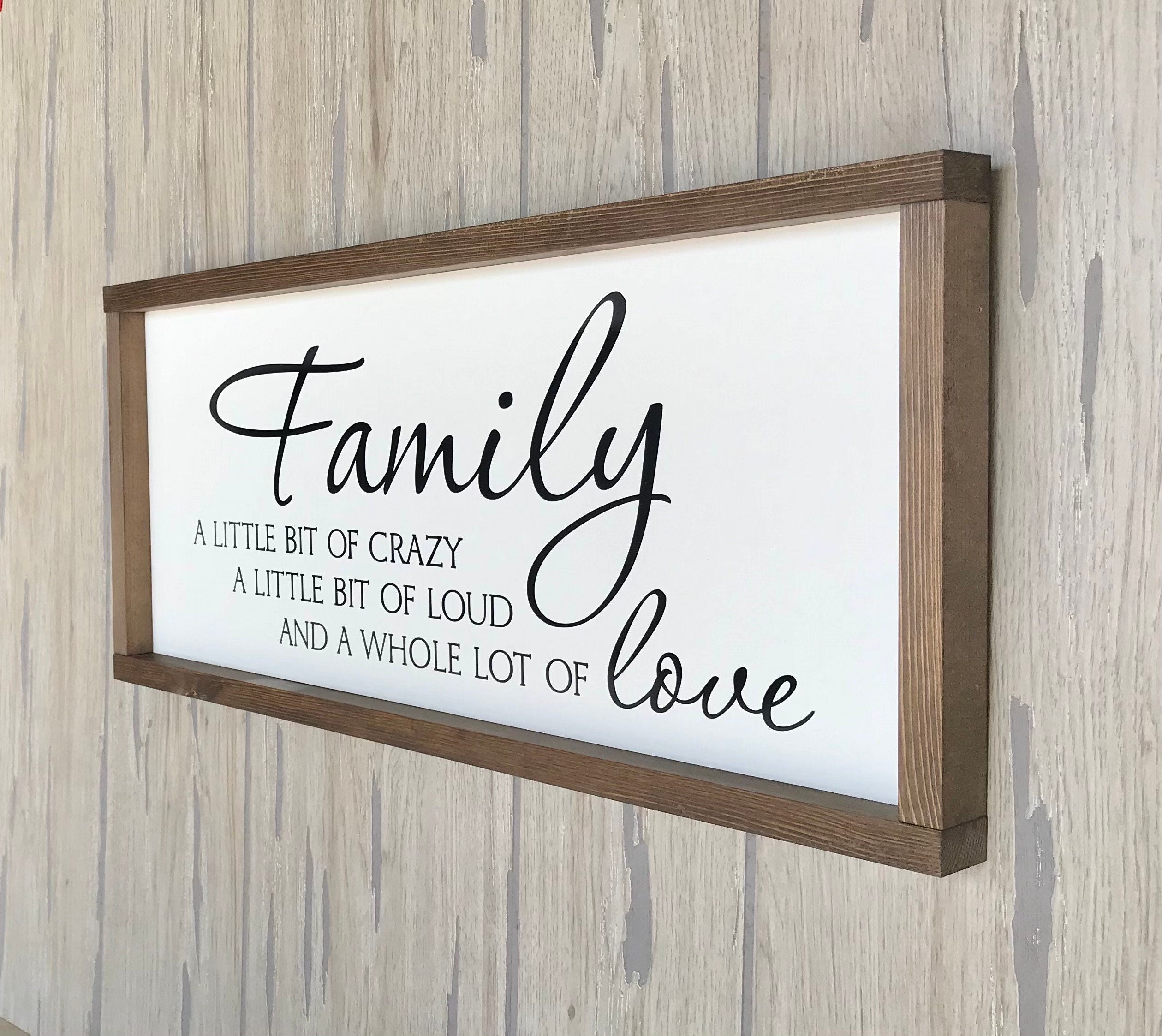 family crazy loud love, wall art, modern farmhouse sign, framed wooden sign, home decor