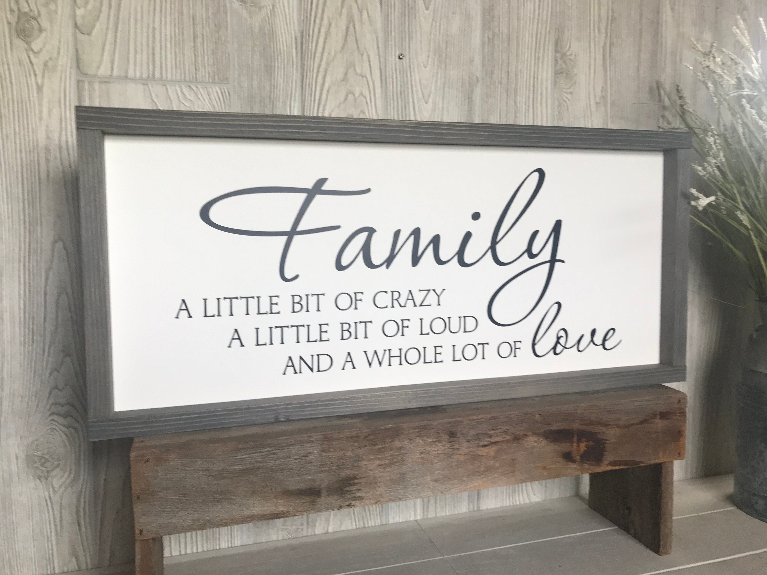 family crazy loud love, wall art, modern farmhouse sign, framed wooden sign, home decor