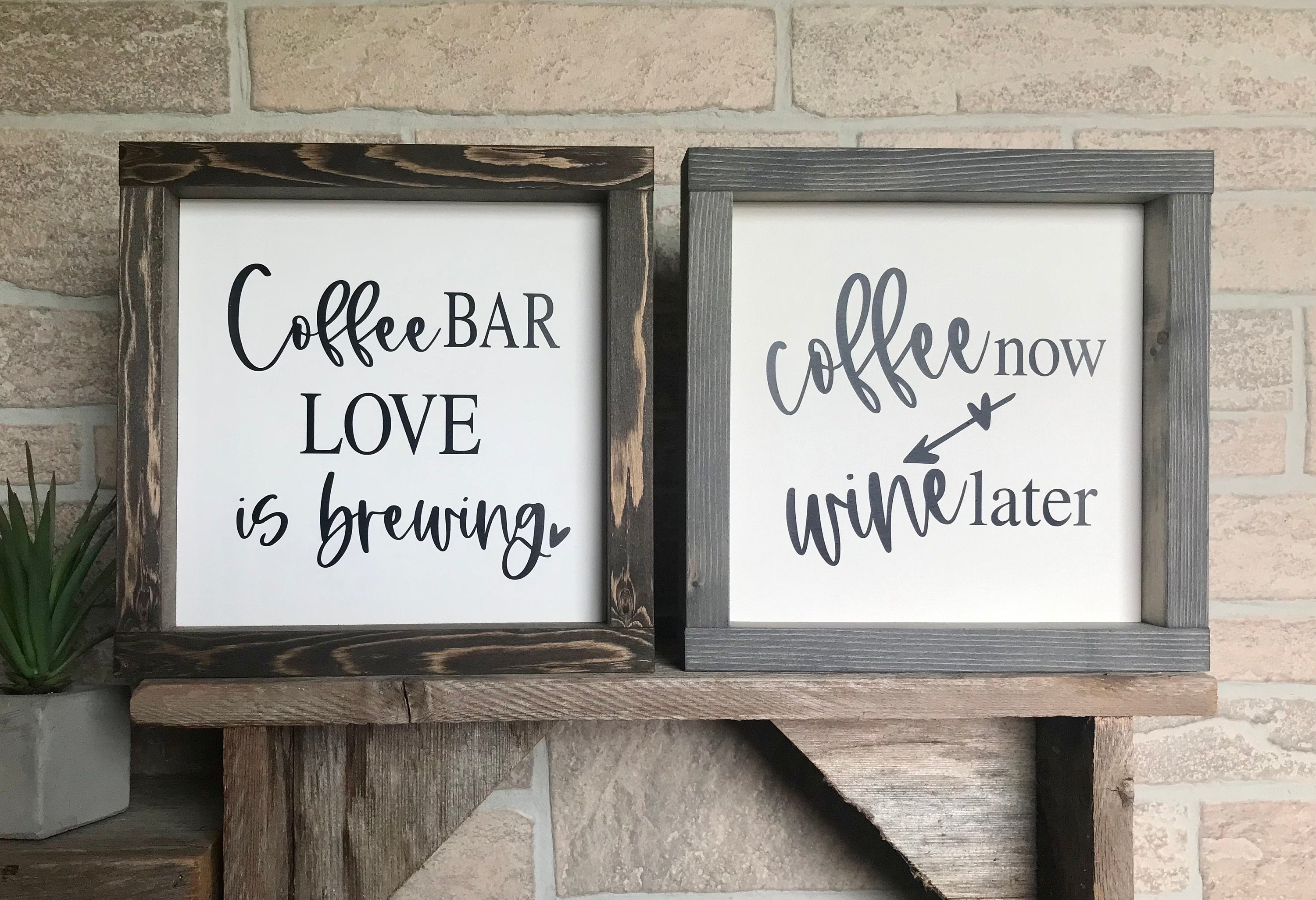 Coffee Bar Farmhouse Signs, Humorous Small Farmhouse Signs, Tiered Tray Sign, Coffee Wine Sign, Love is Brewing