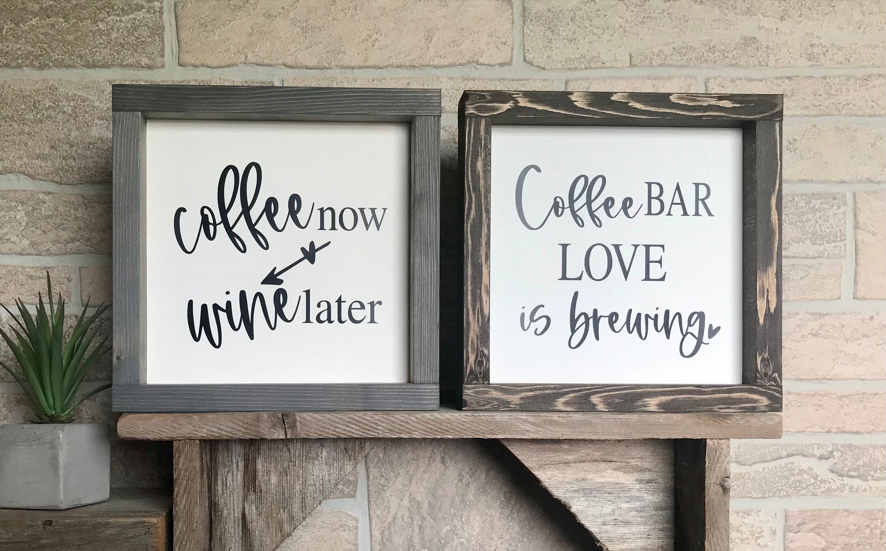 Coffee Bar Farmhouse Signs, Humorous Small Farmhouse Signs, Tiered Tray Sign, Coffee Wine Sign, Love is Brewing