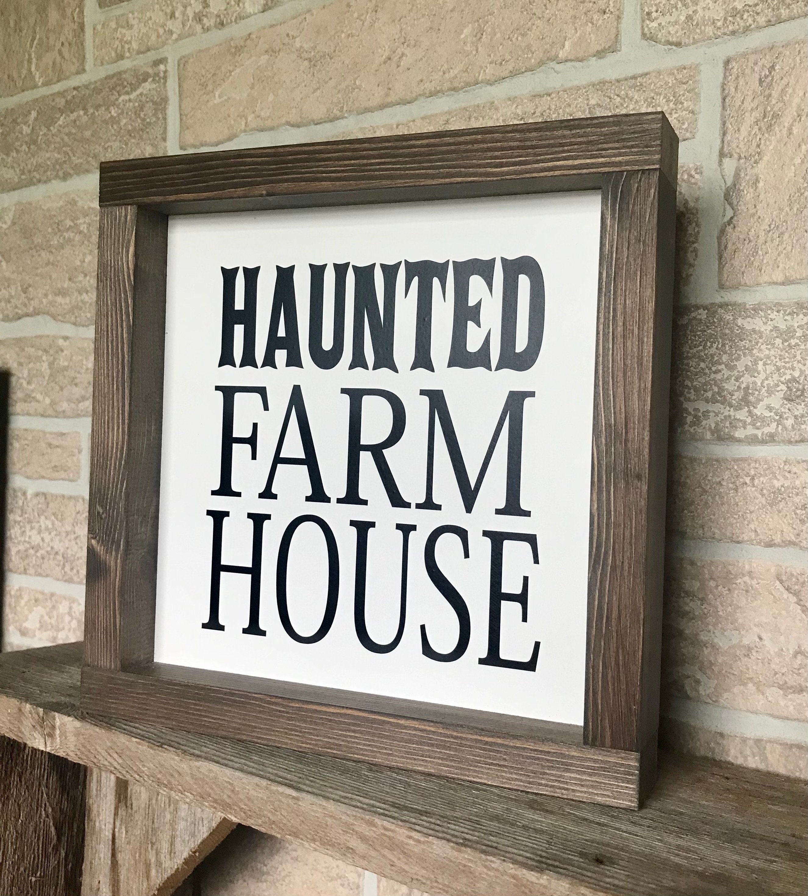 Halloween Farmhouse Signs, Humorous Small Farmhouse Signs, Tiered Tray Sign, Boo Sign, Haunted Farmhouse Sign, Home Scary Home Sign