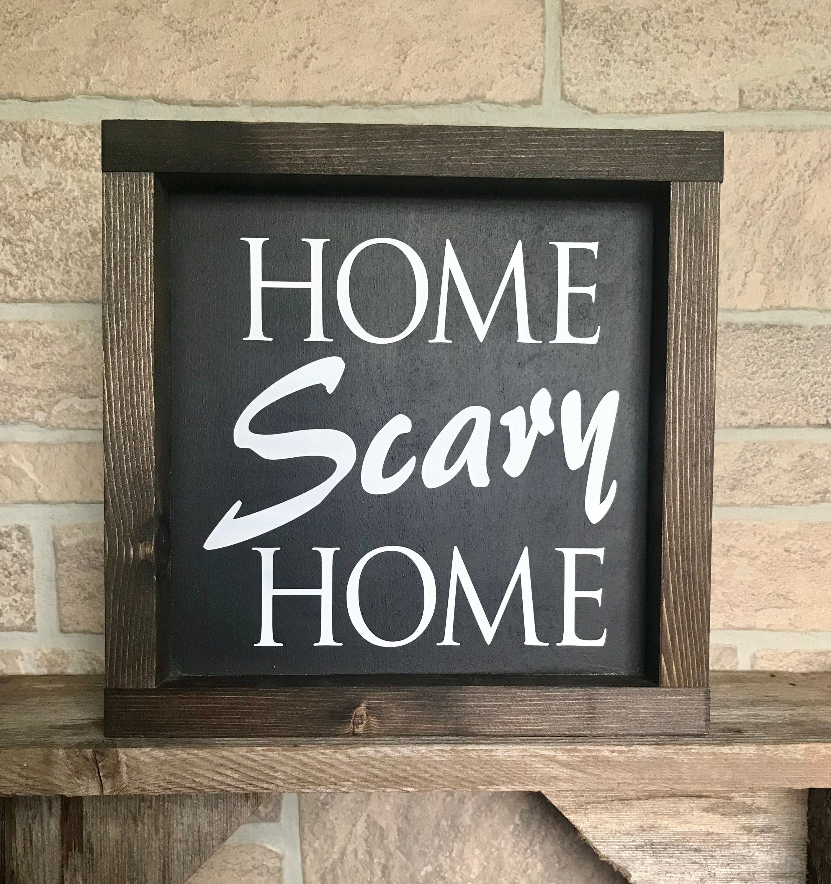 Halloween Farmhouse Signs, Humorous Small Farmhouse Signs, Tiered Tray Sign, Boo Sign, Haunted Farmhouse Sign, Home Scary Home Sign