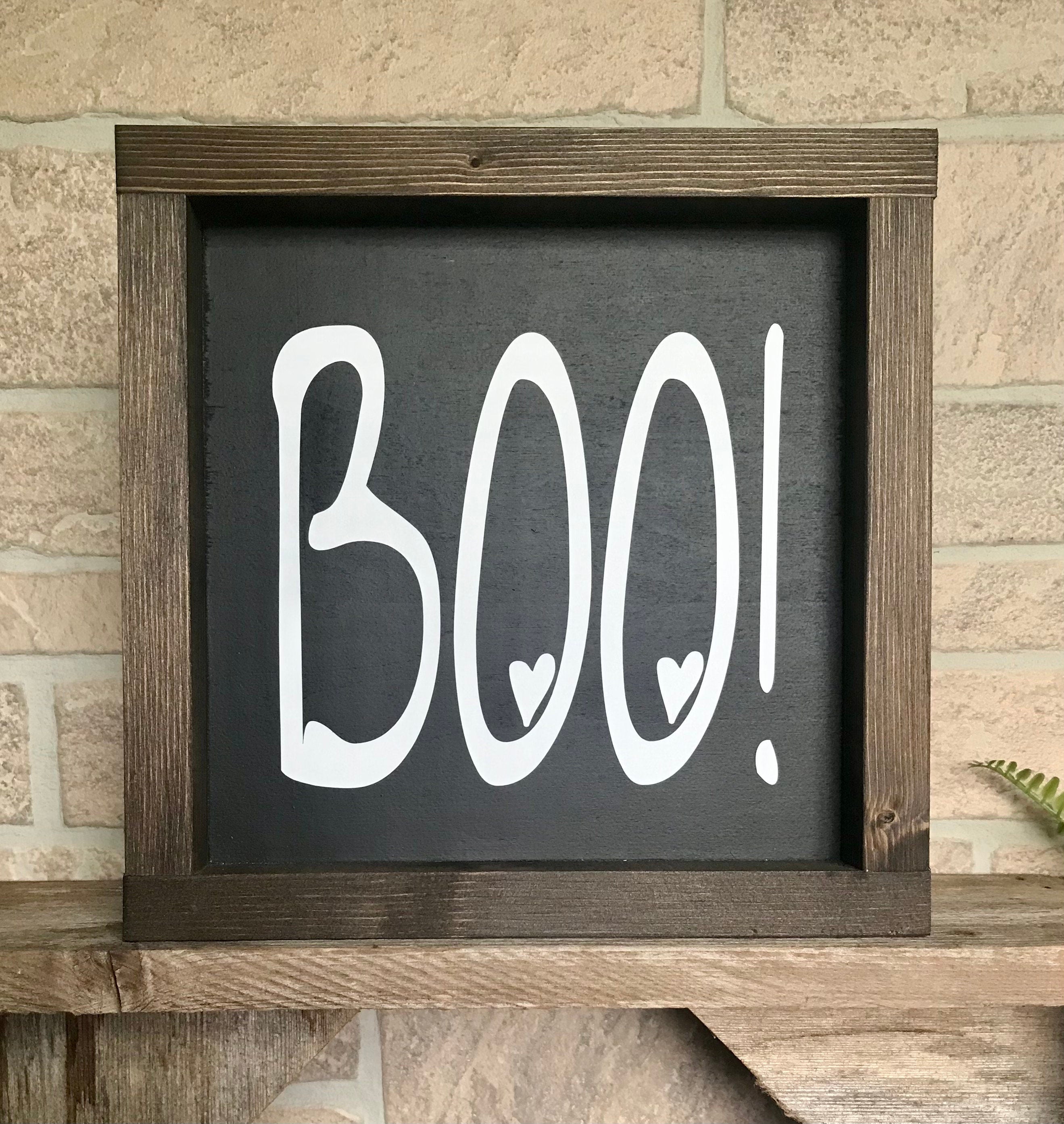 Halloween Farmhouse Signs, Humorous Small Farmhouse Signs, Tiered Tray Sign, Boo Sign, Haunted Farmhouse Sign, Home Scary Home Sign