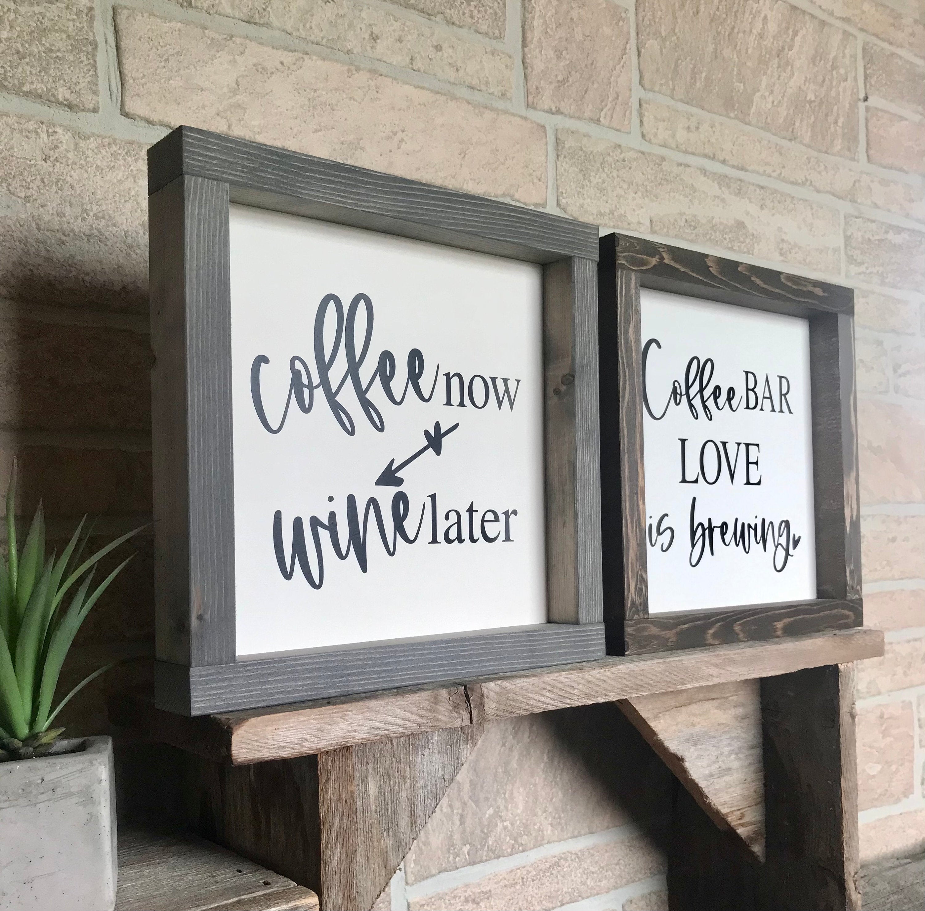Coffee Bar Farmhouse Signs, Humorous Small Farmhouse Signs, Tiered Tray Sign, Coffee Wine Sign, Love is Brewing