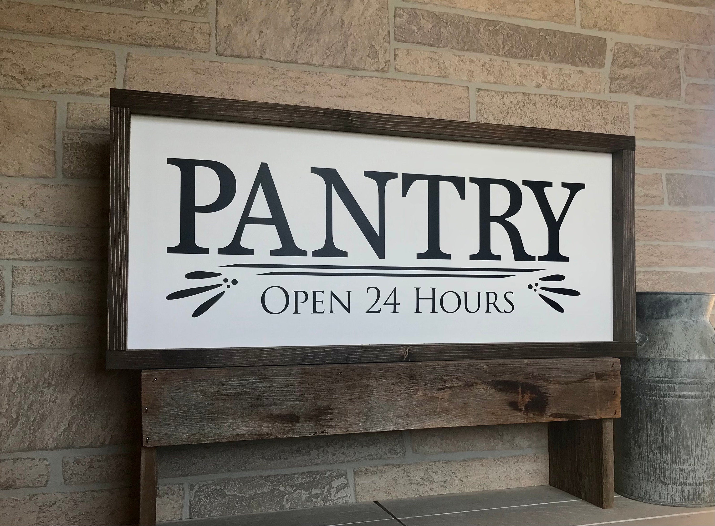Pantry sign, framed wooden sign, kitchen wall decor