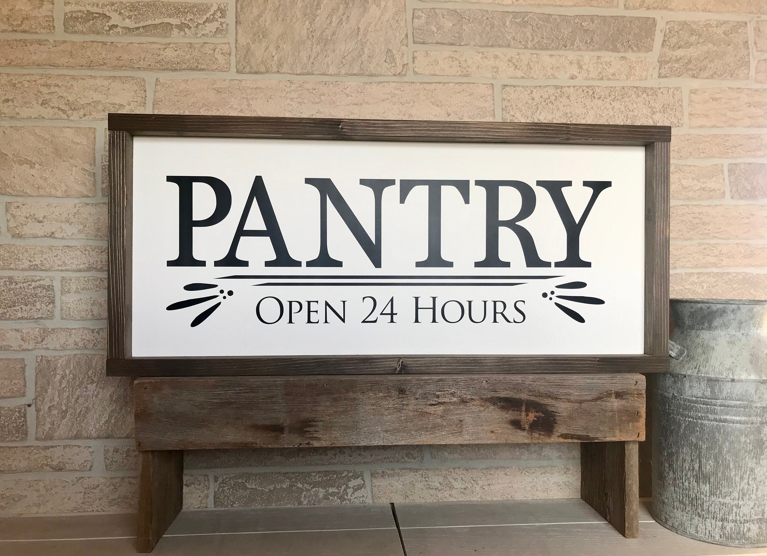Pantry sign, framed wooden sign, kitchen wall decor