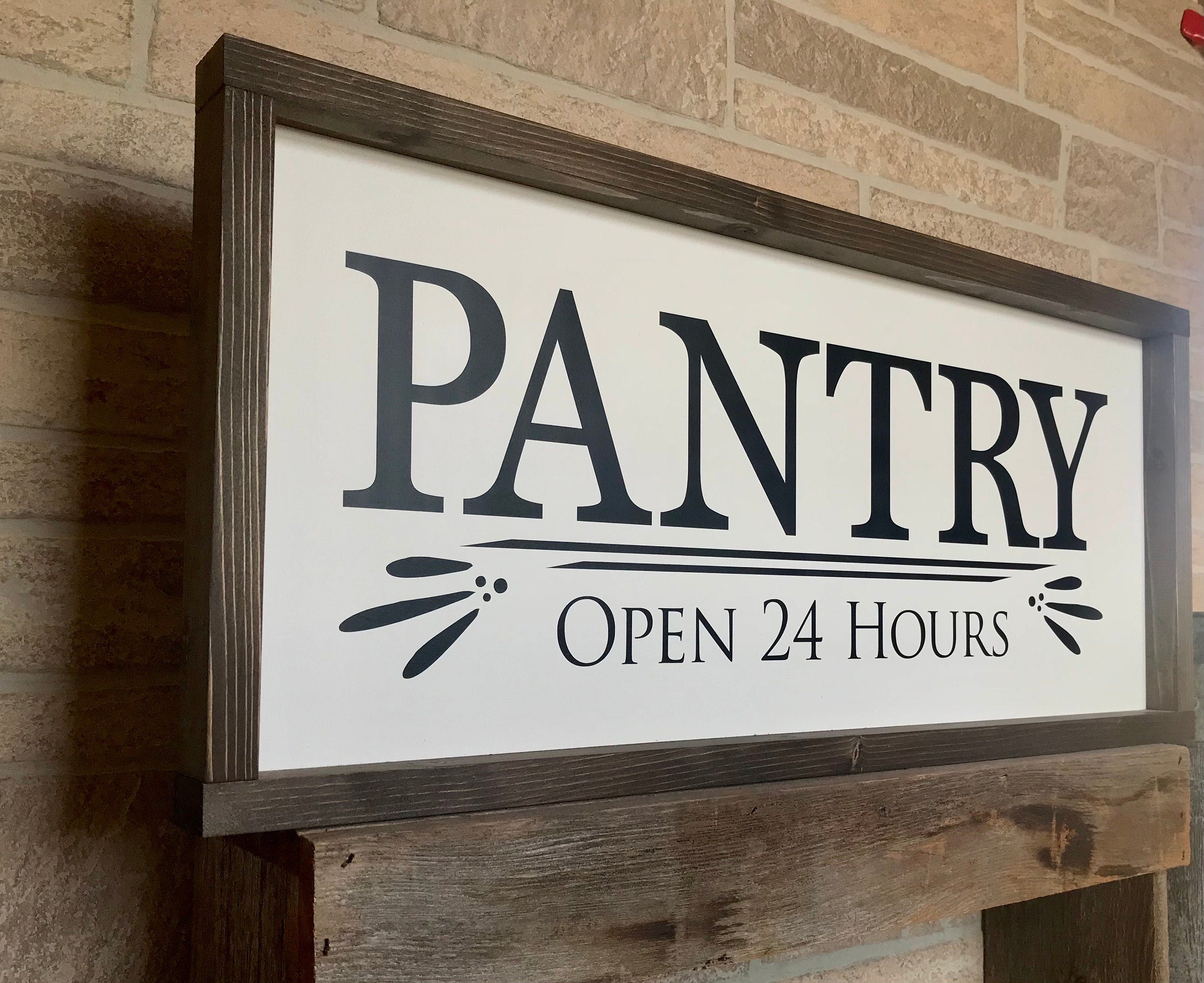 Pantry sign, framed wooden sign, kitchen wall decor