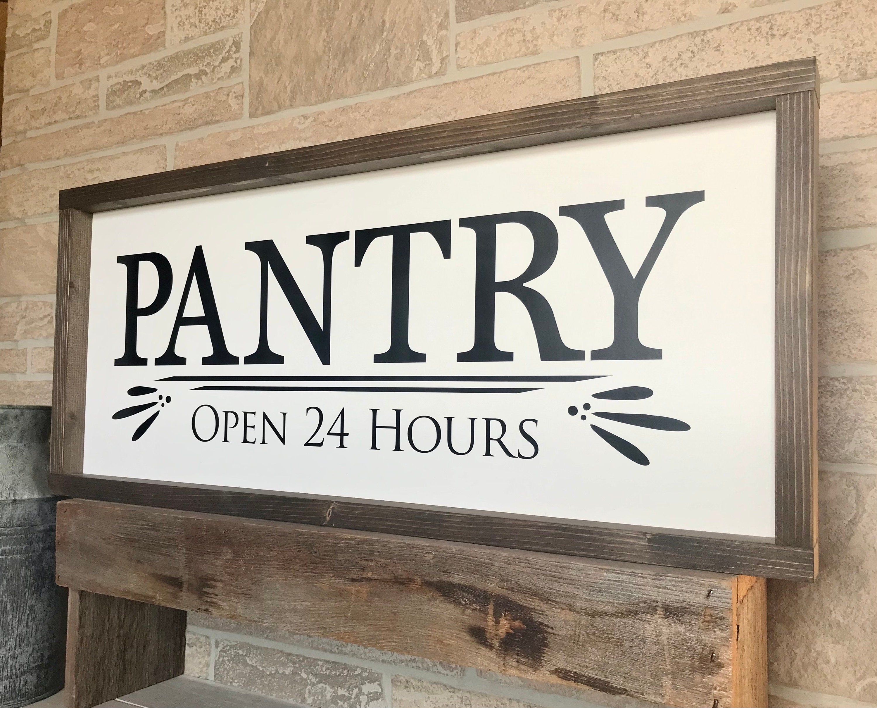 Pantry sign, framed wooden sign, kitchen wall decor