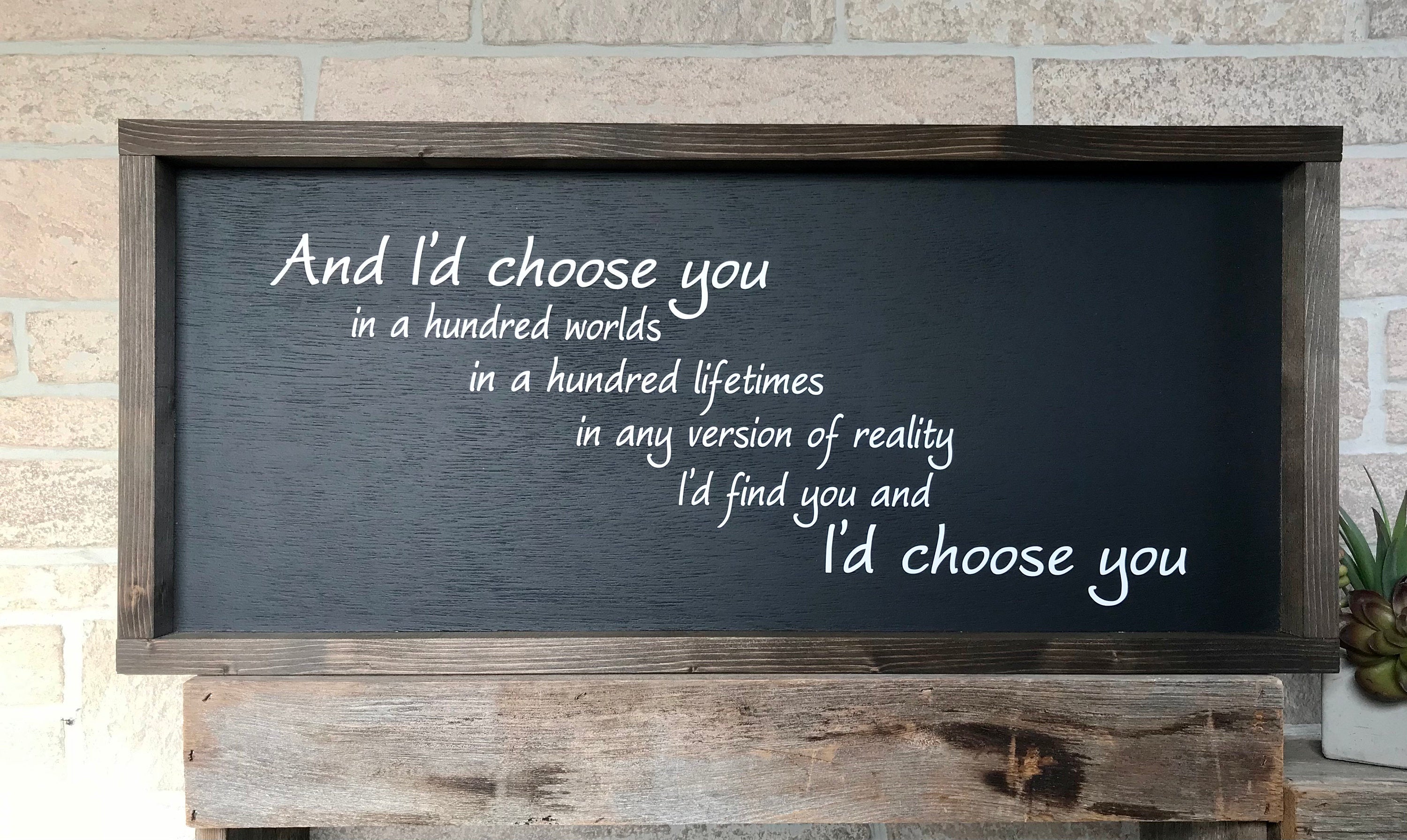And I'd choose you, master bedroom wall decor, over the bed sign, framed wooden sign, home decor, wall art