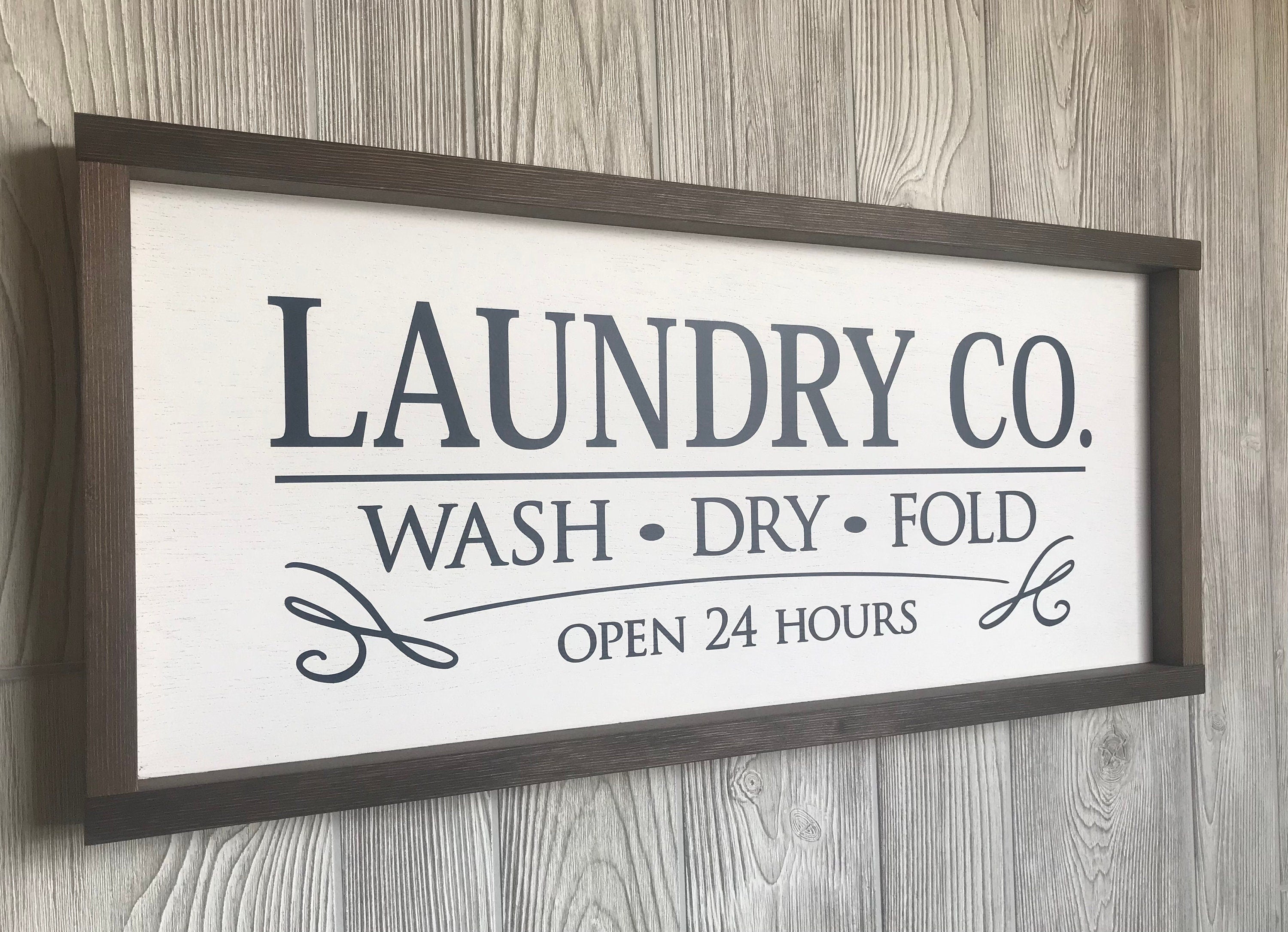 Laundry Co. Wash Dry Fold, farmhouse sign , country wood signs, home decor, laundry room sign, framed wood sign