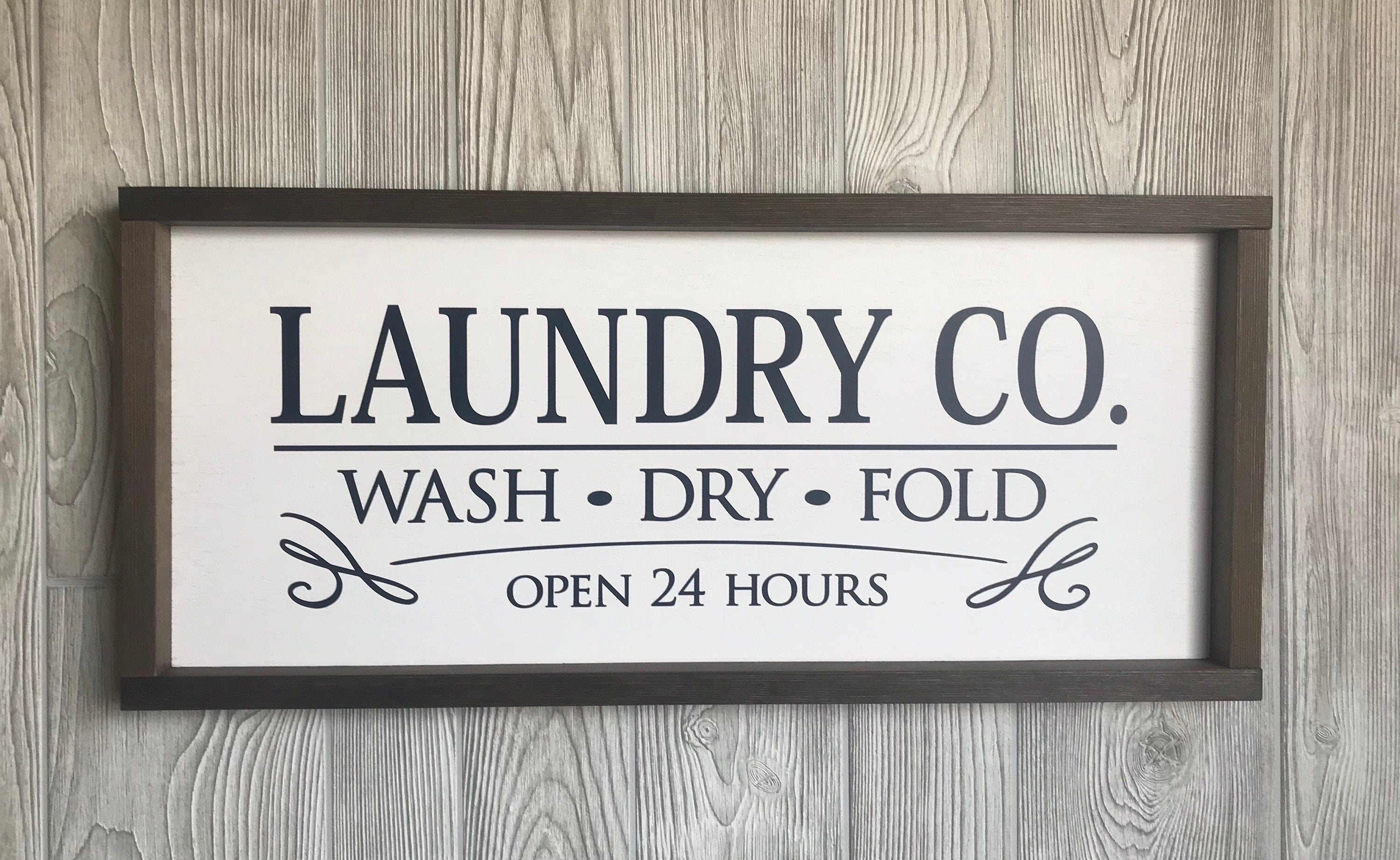 Laundry Co. Wash Dry Fold, farmhouse sign , country wood signs, home decor, laundry room sign, framed wood sign
