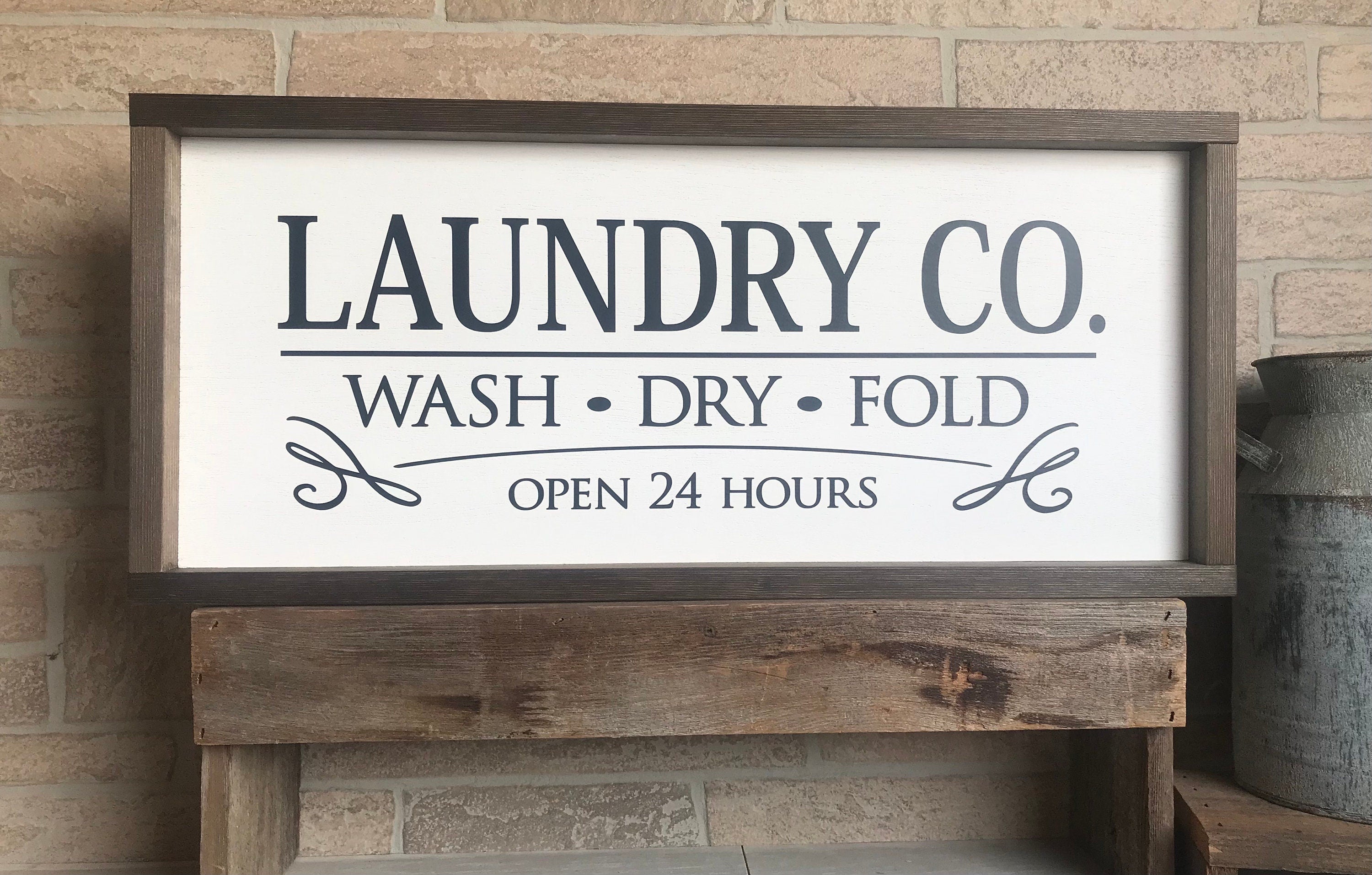 Laundry Co. Wash Dry Fold, farmhouse sign , country wood signs, home decor, laundry room sign, framed wood sign