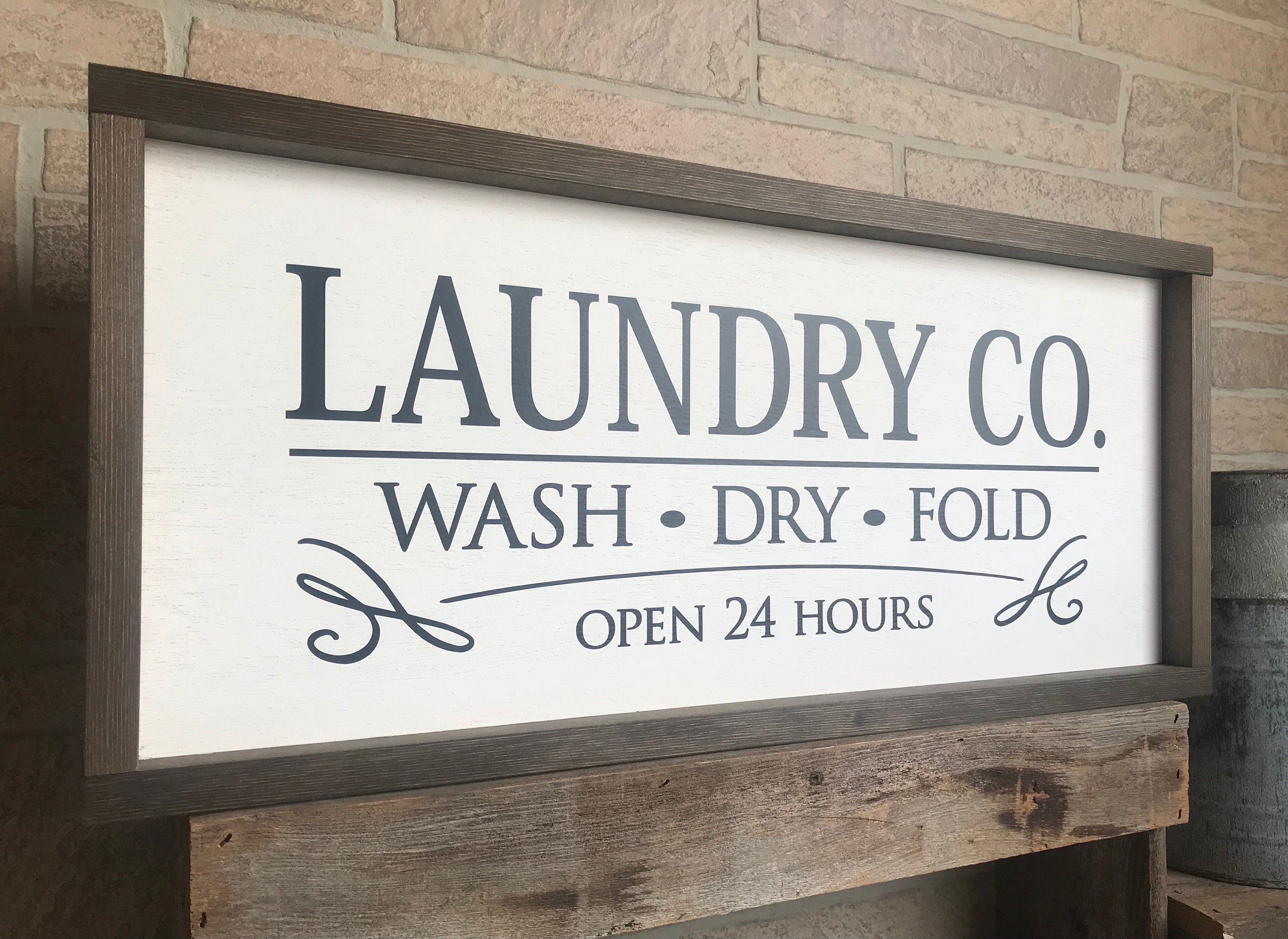 Laundry Co. Wash Dry Fold, farmhouse sign , country wood signs, home decor, laundry room sign, framed wood sign
