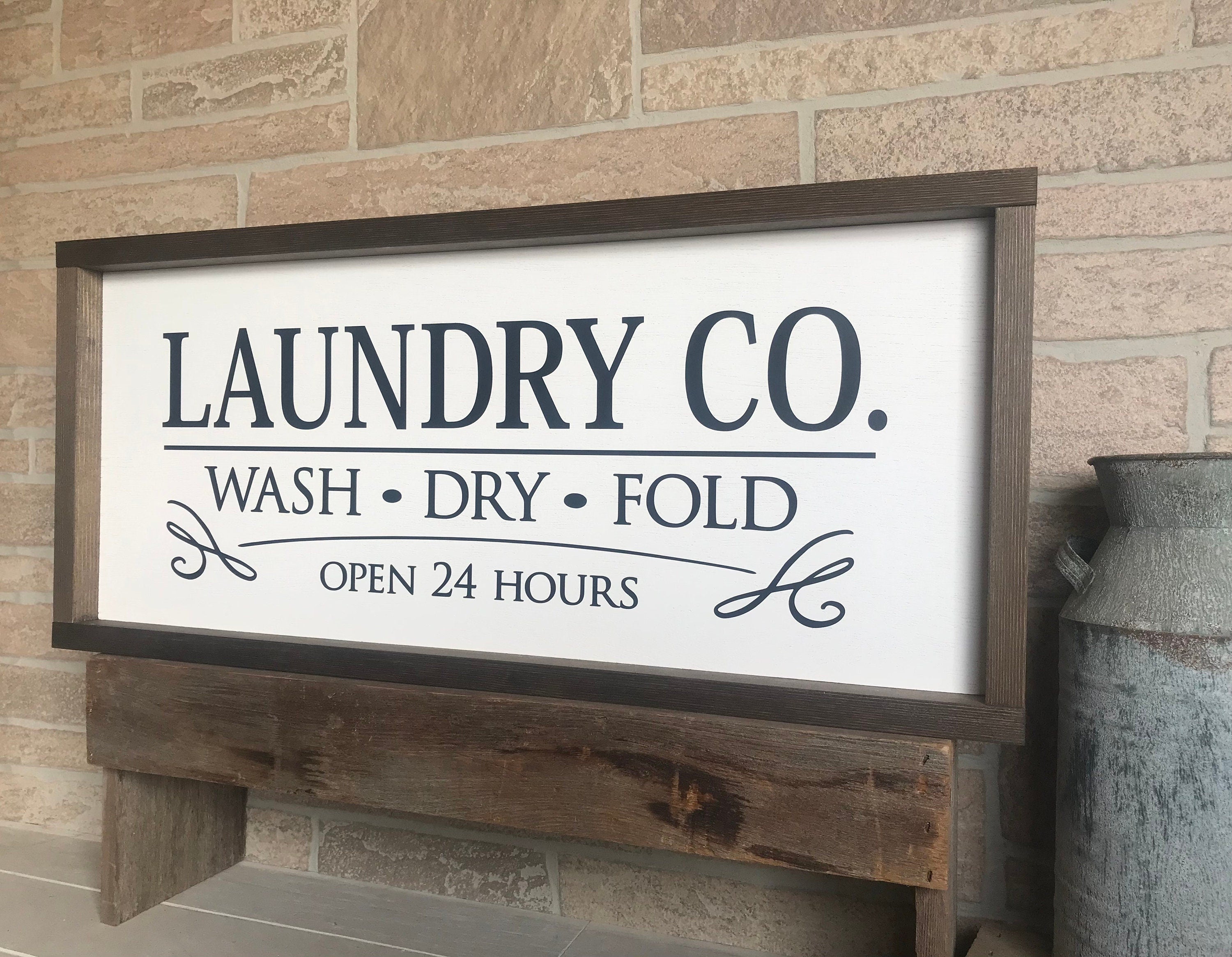 Laundry Co. Wash Dry Fold, farmhouse sign , country wood signs, home decor, laundry room sign, framed wood sign